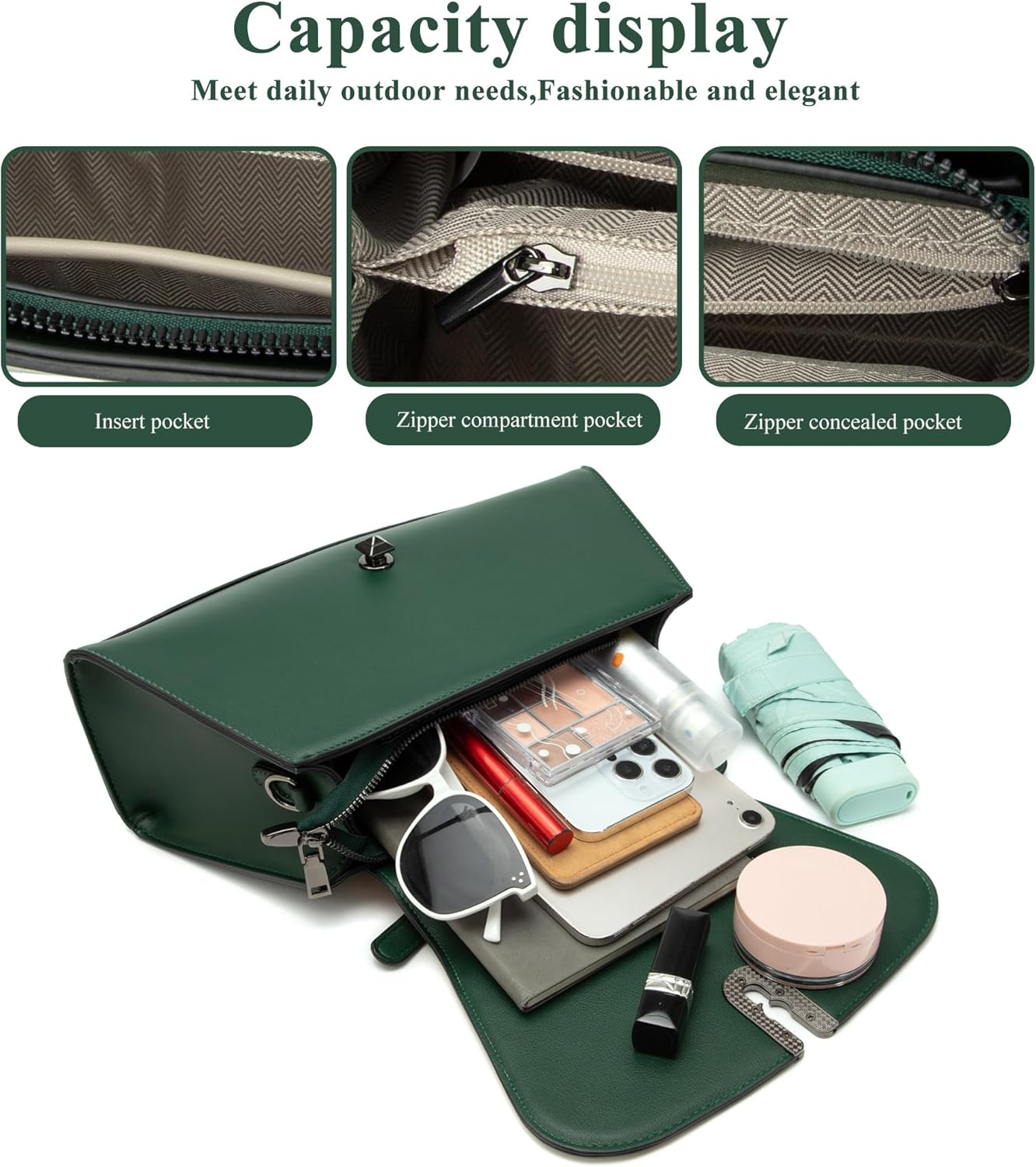 myfriday Women's Crossbody Bag Vegan Leather Trapezoid Handbag Purse, Fashion Shoulder Bag for Daily Use - Image 6