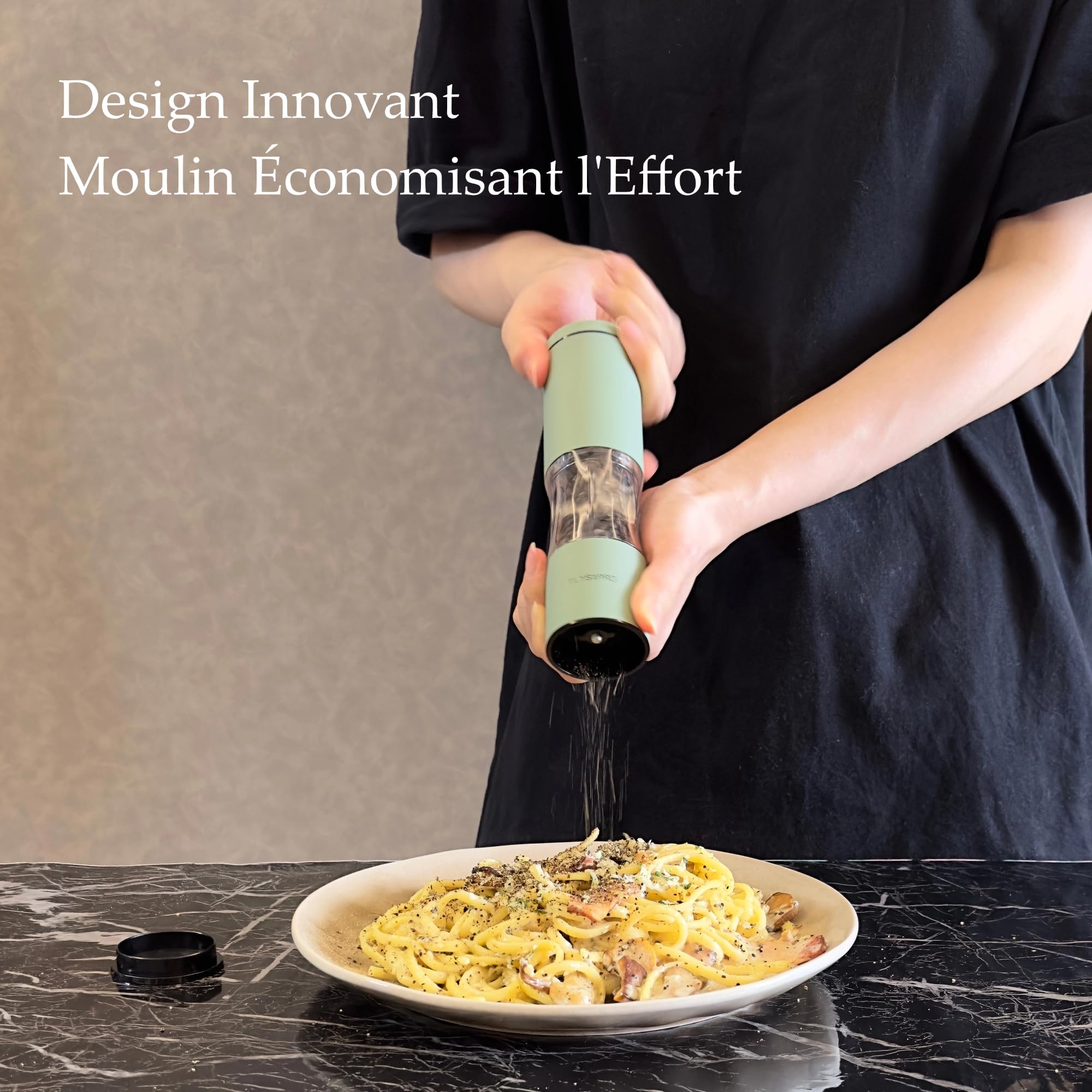 TLYSXPRO Ensemble de Moulins à Sel et Poivre avec Mouture Réglable | Moulin à Poivre Manuel avec Design Rechargeable | Noyau en Céramique | Indispensable de Cuisine (2 Pièces, Sauge)