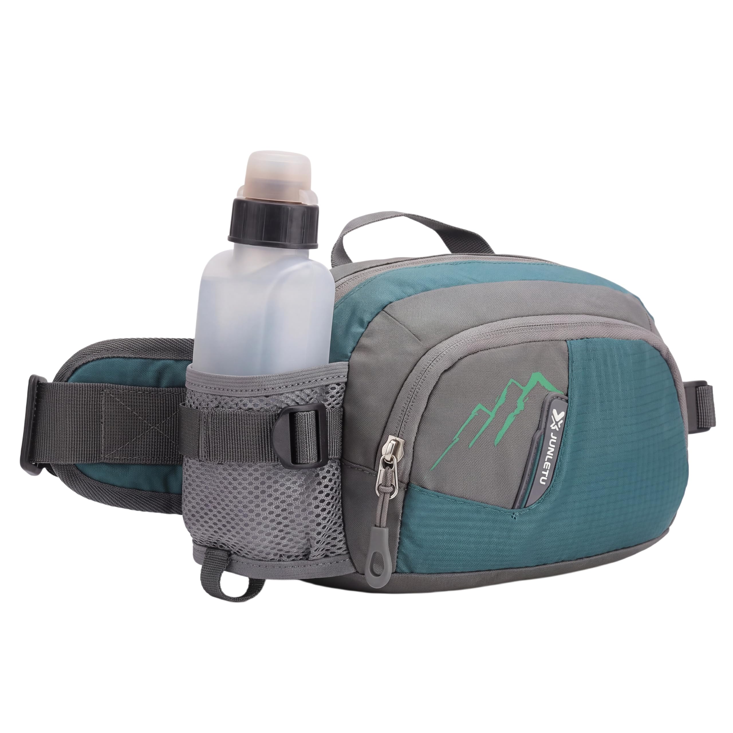 ROSSRORE Dog Walking Bag with Water Bottle Holder for Women Men, Hiking Waist Bag with Phone Holder for 7" Phone, Adjustable Anti-Bounce Hip Bag for Walking Travelling Green