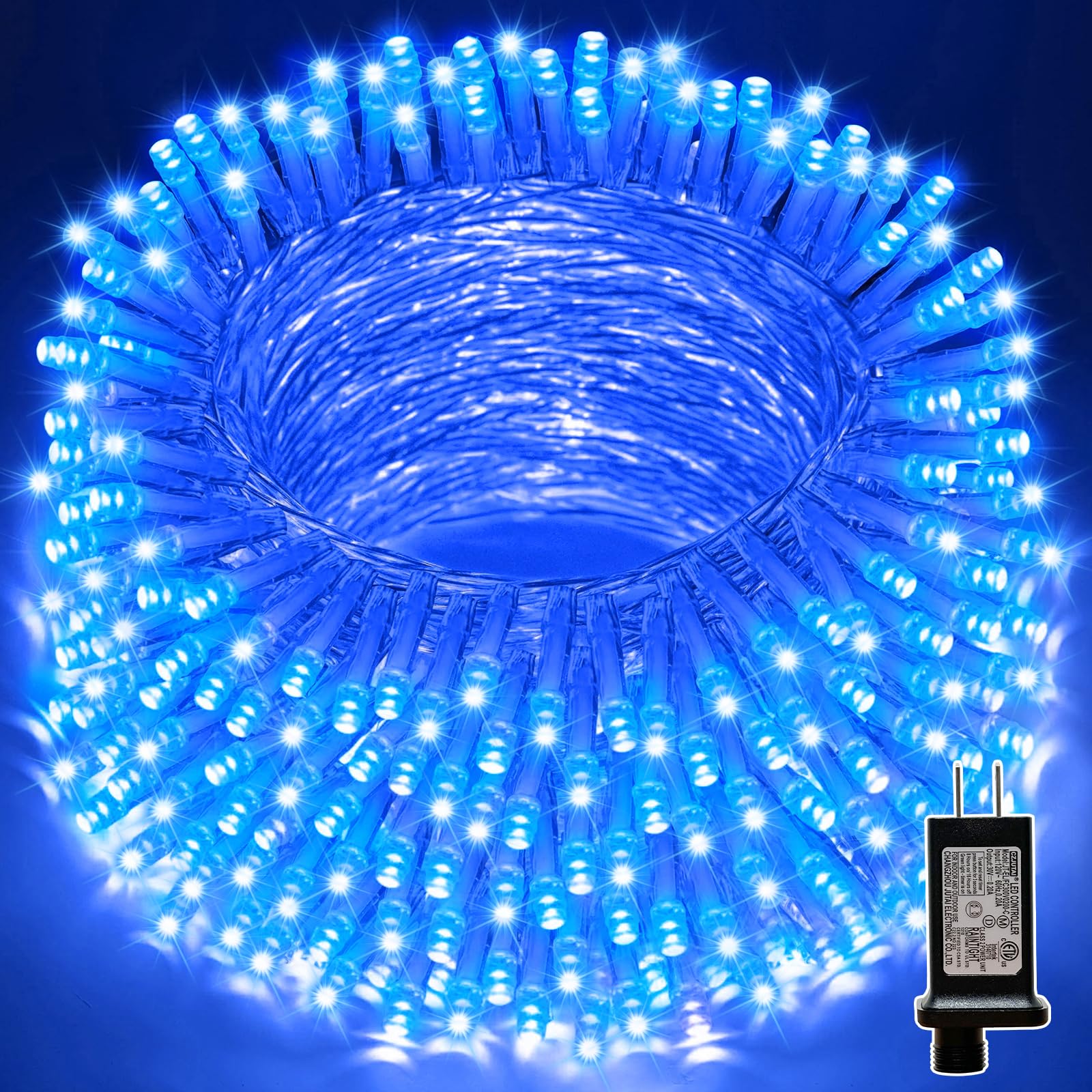 LAMPHOME 66FT 200 LED Blue Christmas Lights,16 Modes Connectable Fairy String Lights, Plug in Indoor Outdoor Blue Lights for Xmas Tree, Party, Garden,