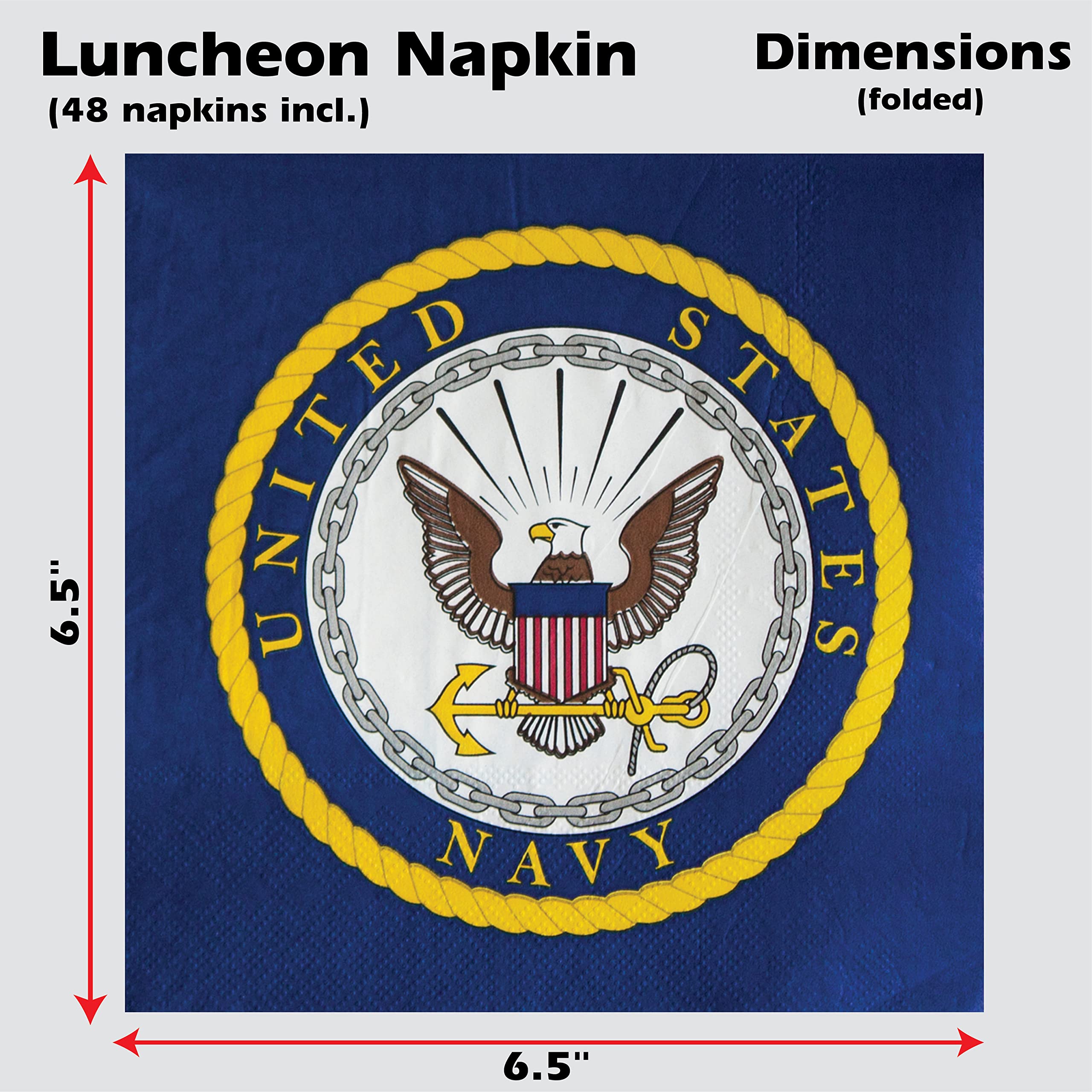 Havercamp Servilletas de almuerzo de la Marina de los Estados Unidos (48 piezas) 48 Servilletas de la Marina de los Estados Unidos, en el sello oficial de la Marina de los Estados Unidos.