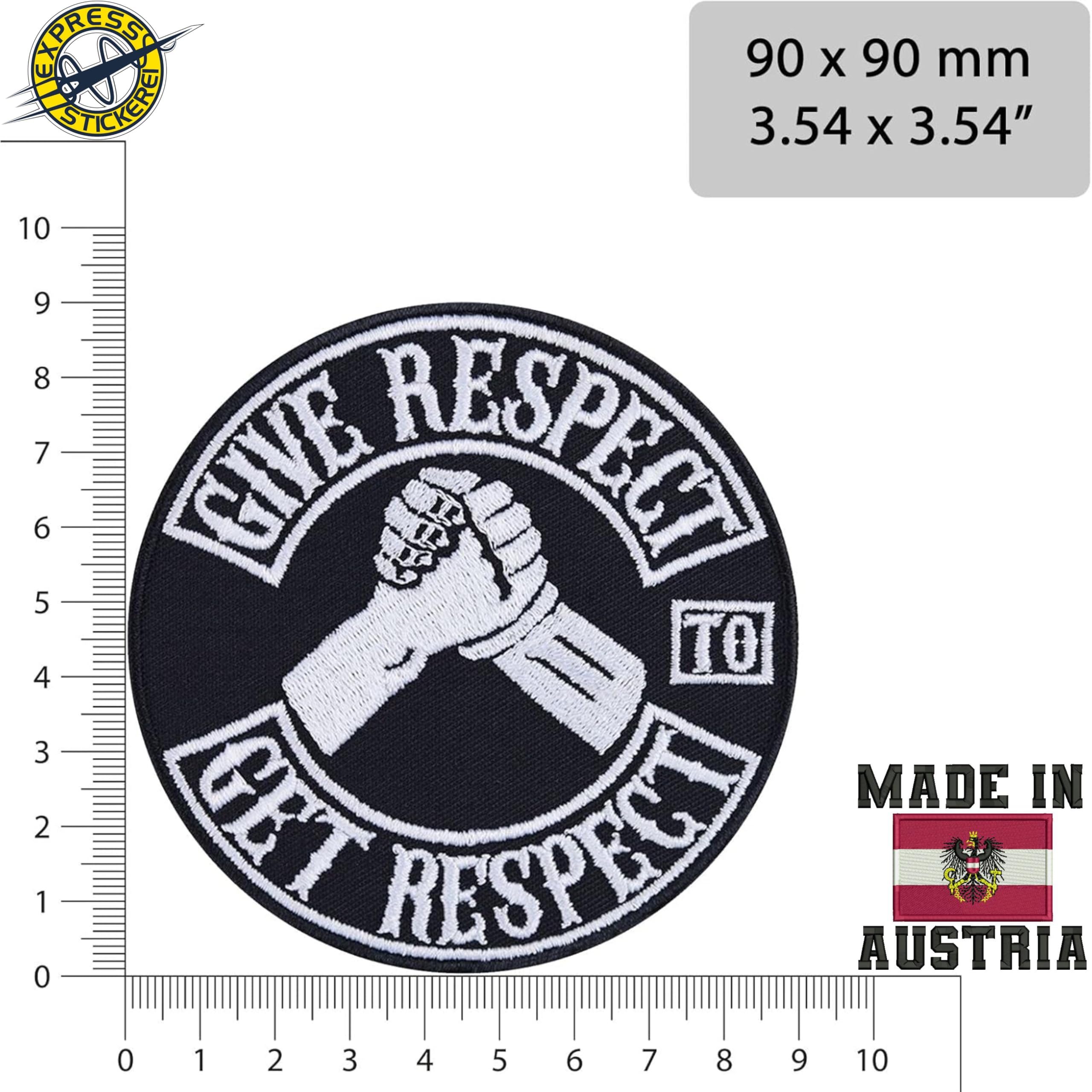 Naszywki dla motocyklistów do kamizelki Give Respect to Get Respect Biker Patches Iron on | Akcesoria motocyklowe, naszywki do przyszycia | Aplikacja z haftowanej tkaniny | 8,5 x 8,54 cala