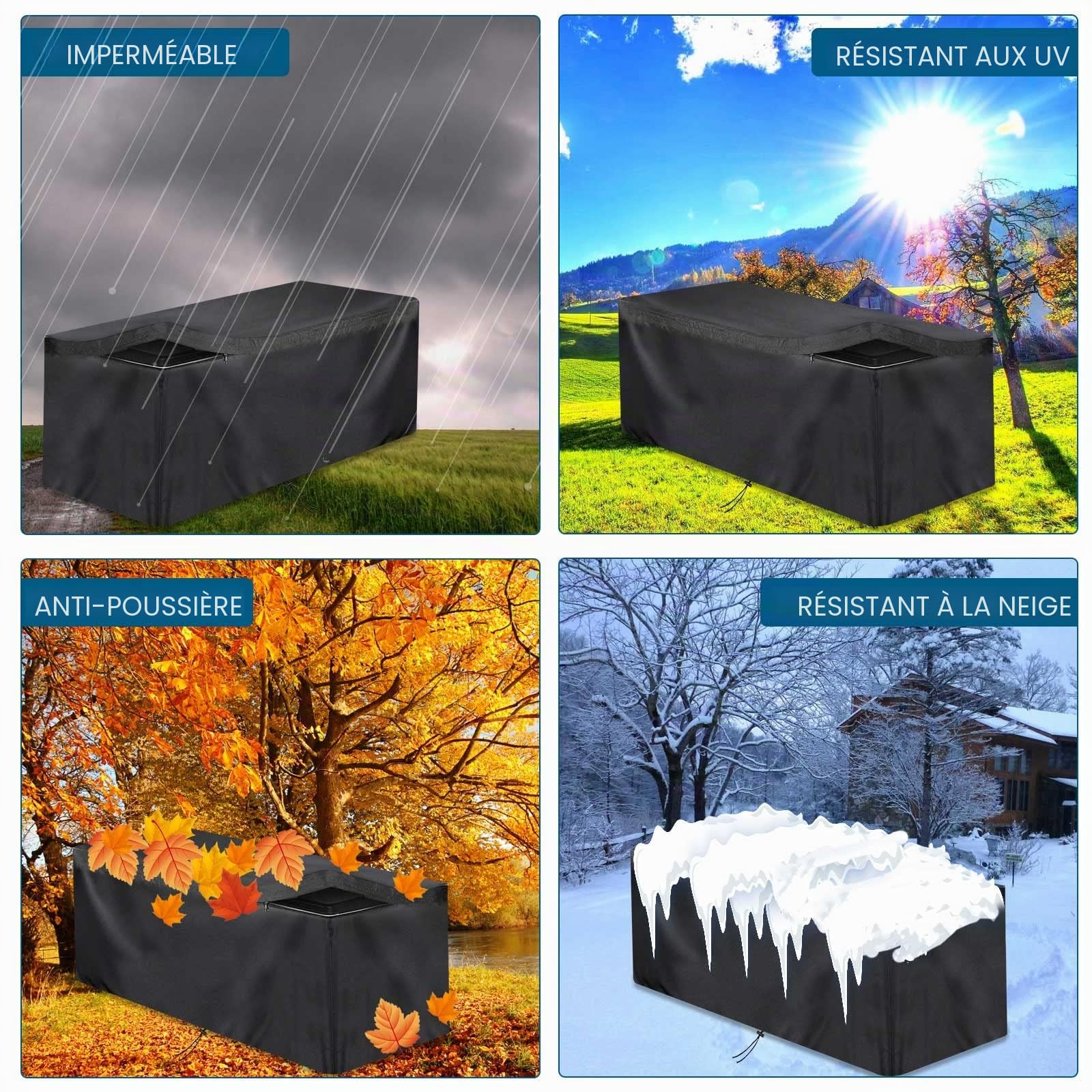 Schleuder Housse Coffre de Rangement Exterieur, Tissu Oxford 420D Bâche Coffre Rangement Jardin Exterieur, Housse Imperméable, Résistant à L'hiver, Résistant Aux UV