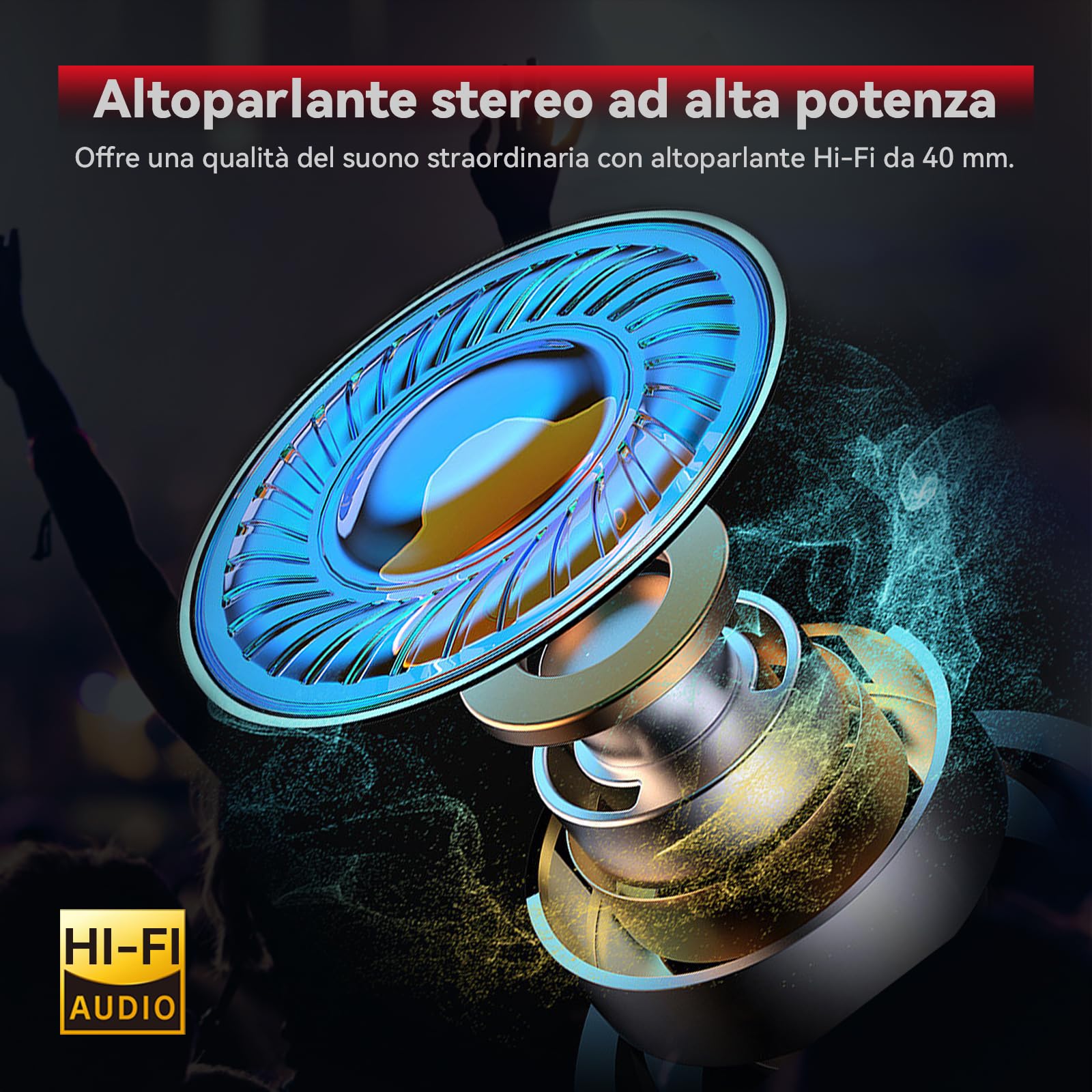 XGP X1 Auricolari Casco Moto Bluetooth V5.3, Cuffie Casco Moto Singola con Musica/ AI Vocale, Altoparlanti da 40mm, Impermeabilità IP67, 60h di Autonomia, Collega 2 Telefoni cellulari