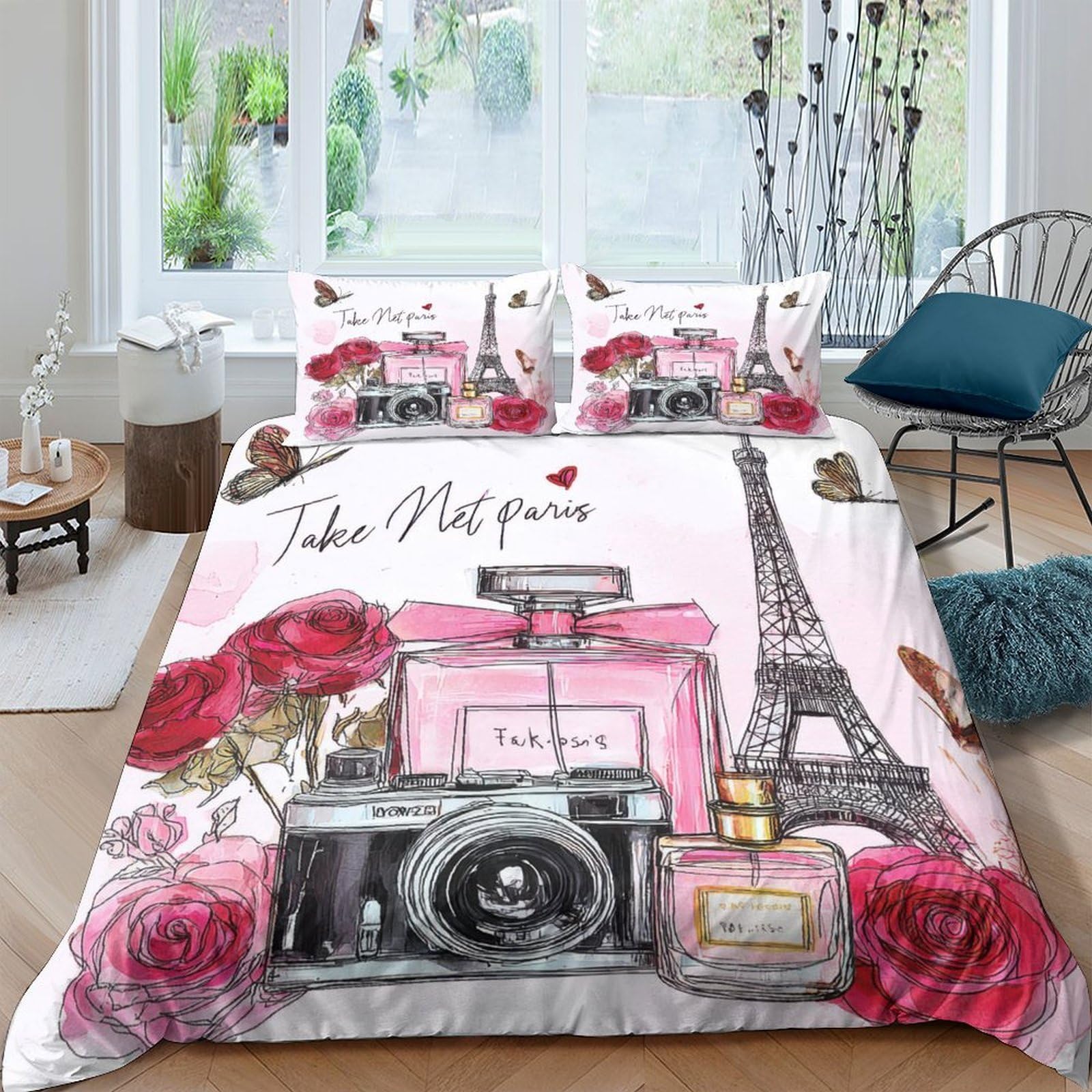 Ctjqhvkz Style-10 3D Printed Paris Perfume Fitted Sheet Microfiber Rose Camera Mattress Cover For Bedroom Dorm Decorative Protection Single（135X200cm）