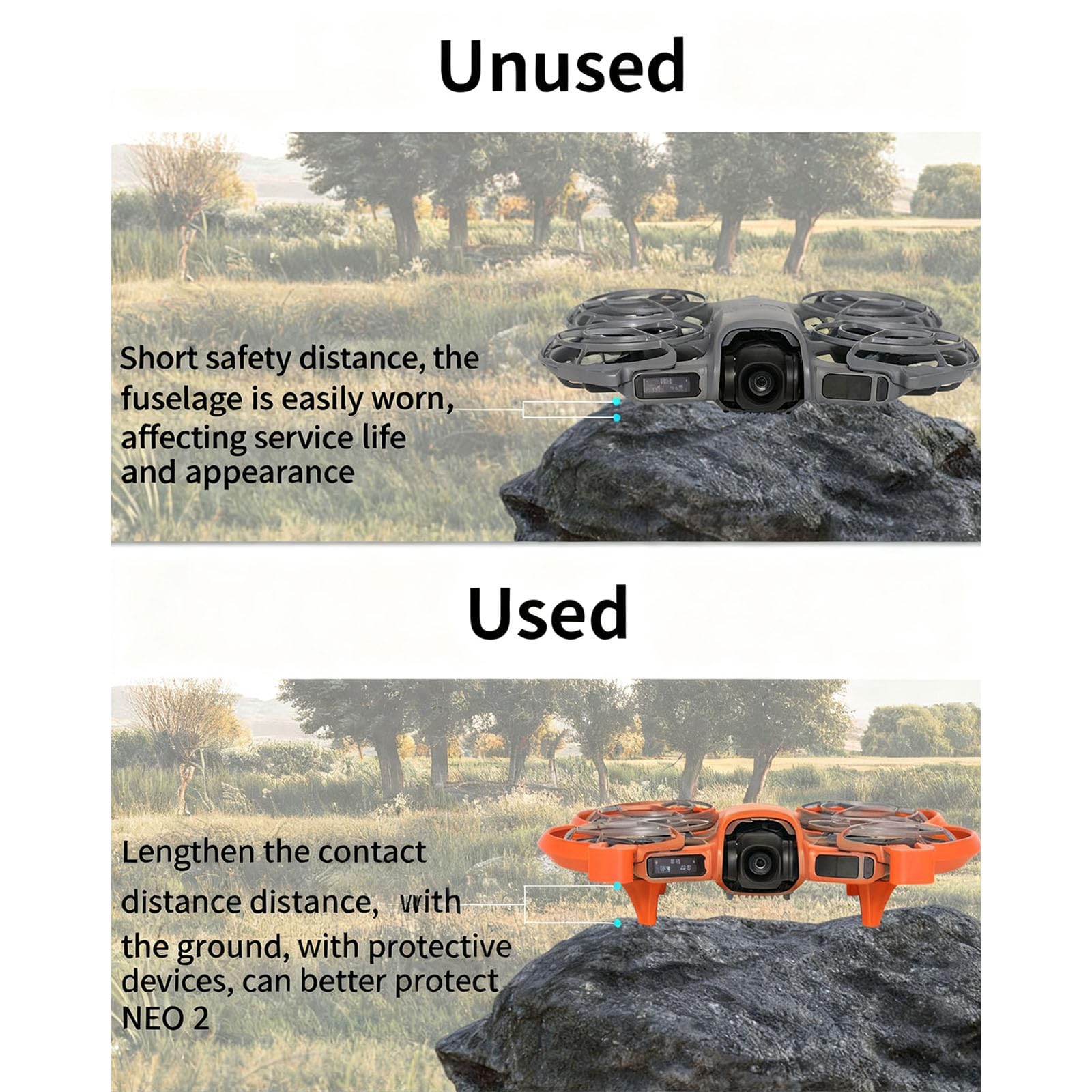 3en1 Protection Kit pour DJI Neo 2 Protection d'hélices+Train d'atterrissage+Transceiver Protecteur, Protection Anti-Collision Protecteur des hélices Drone Accessoires pour DJI Neo 2 (Orange)