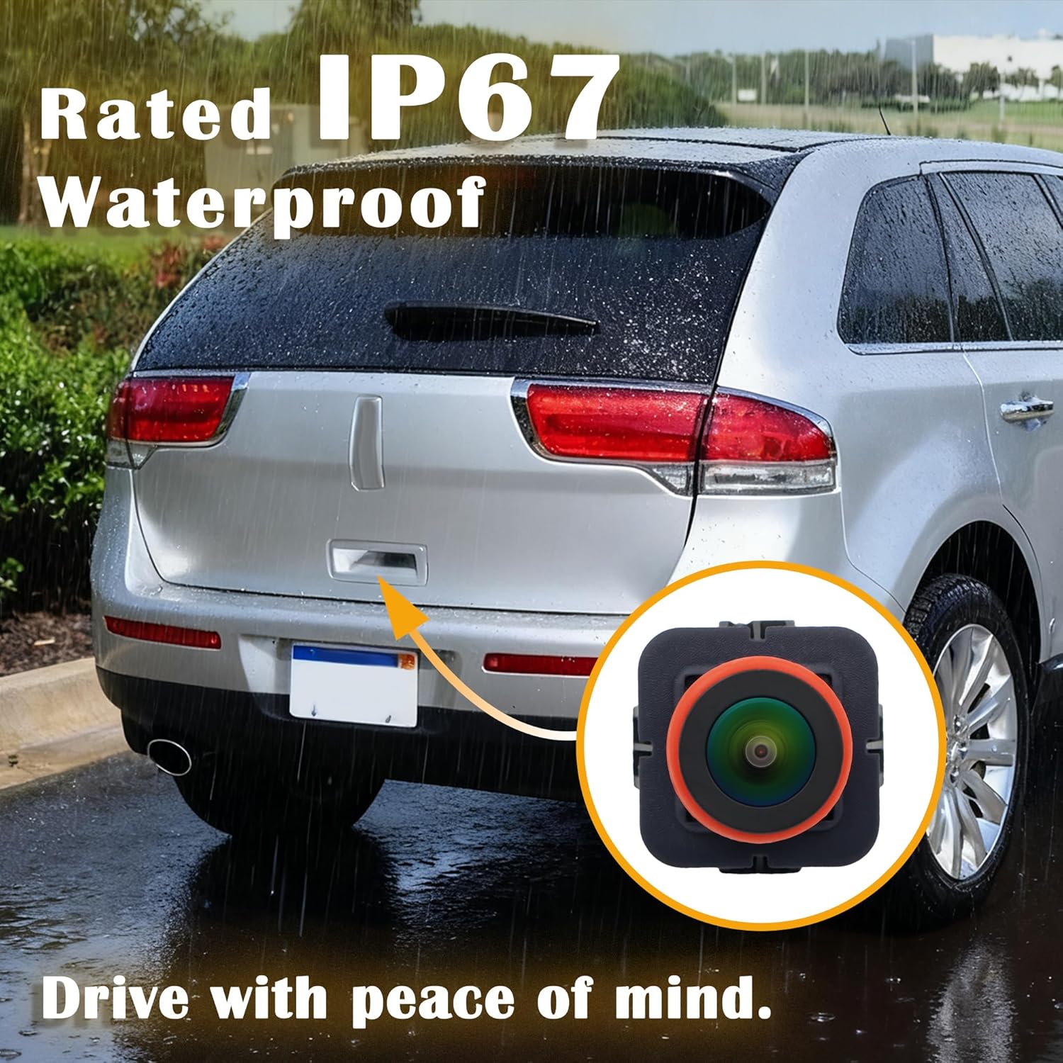 Rear View Backup Camera Compatible with 2011-2015 Ford Edge, 2011-2013 Lincoln MKX, Replaces BA1T-19G490-AF ET4T-19G490-AA