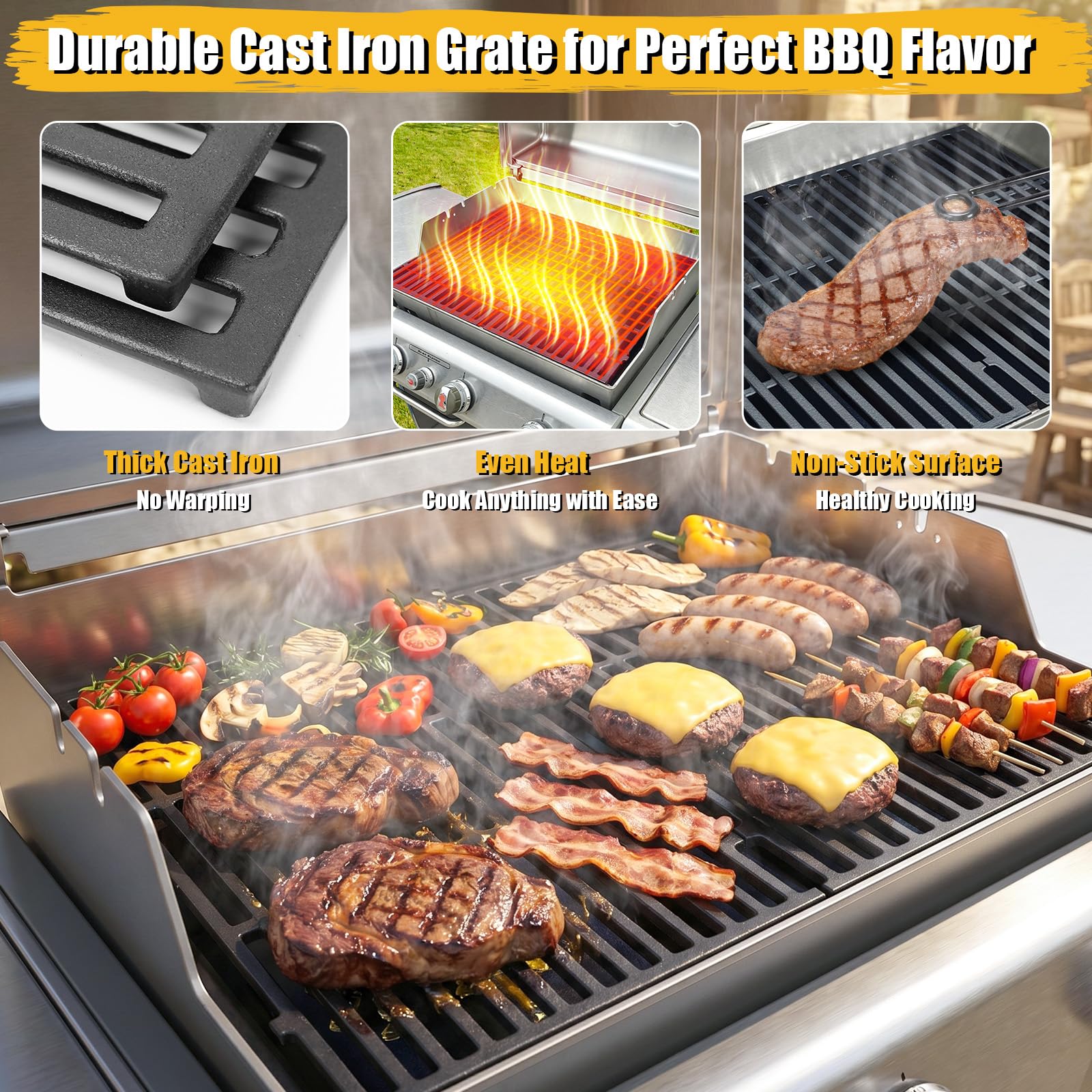 Bar.B.Q.S Grilles de cuisson en porcelaine et fonte émaillée pour grils Genesis EP/S - 310, 320, 330 (2011-2016), E-330, Genesis E-310, Genesis E-320, Genesis E-330 (2011-2016)