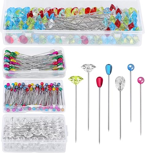 400 alfileres de ramo de flores, alfileres de ramillete de colores de 2.1 pulgadas, alfileres de costura de perlas de lágrima de 2.1 pulgadas,