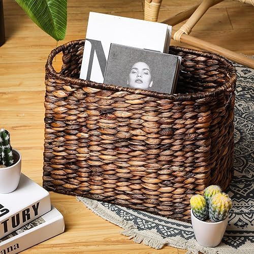 Miniatura 2 de Tatuo Seagrass - Cestas para revistas, alta y estrecha, de mimbre, para piso, baño, hogar, oficina, soporte tejido a mano para libros, periódicos,