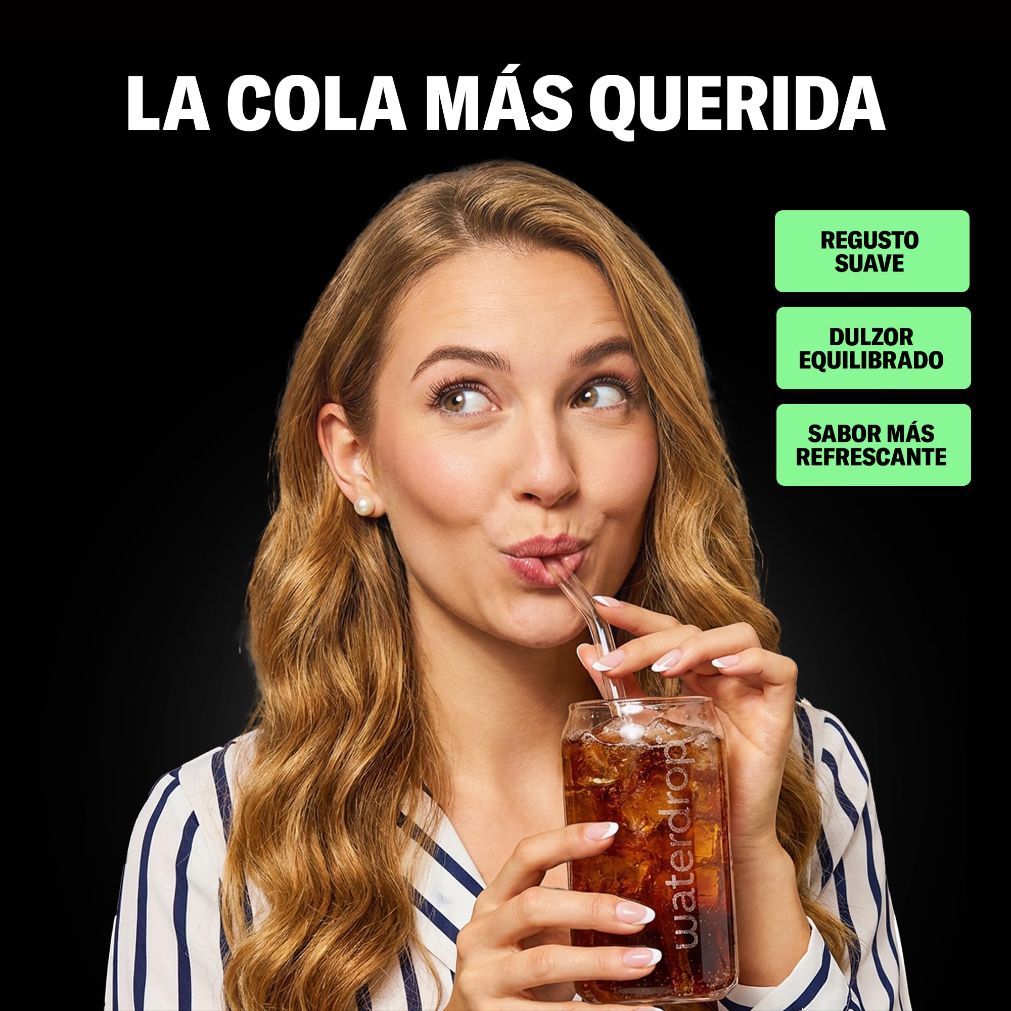 waterdrop® Microdrink Cola NUEVA RECETA – 36 saborizantes para agua sin azúcar, auténtico sabor a cola, cero calorías, con vitaminas, alternativa saludable a refrescos, ideal para agua con gas