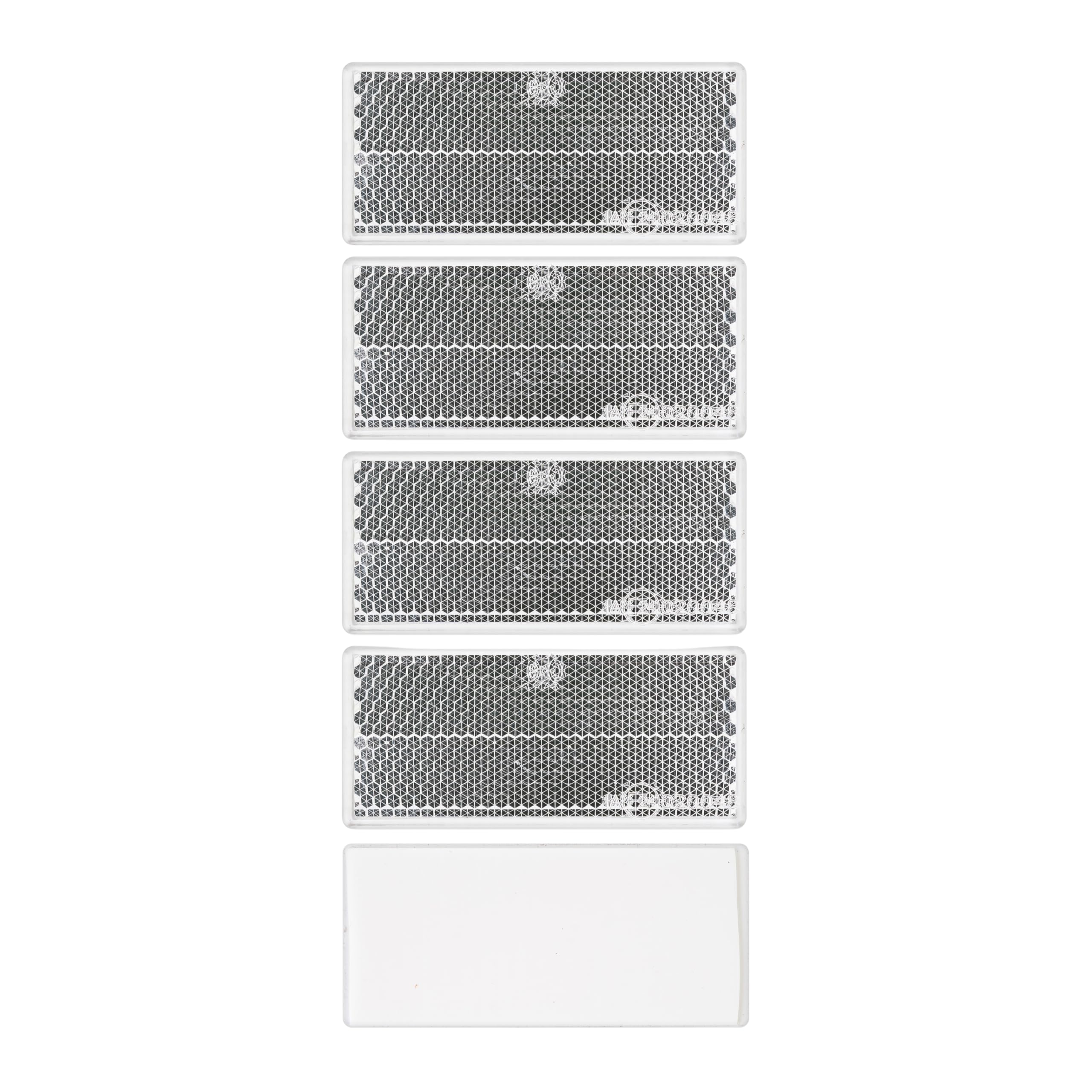 Rechteckige Reflektoren zum Ankleben, 4 Pack, Weiss, 70 x 30 x 7 mm Abmessung, E-Prüfzeichen, eckige Reflektoren für Hänger, Wohnmobil, Katzenauge lks rechts, Rückstrahler Traktor Streuscheibe