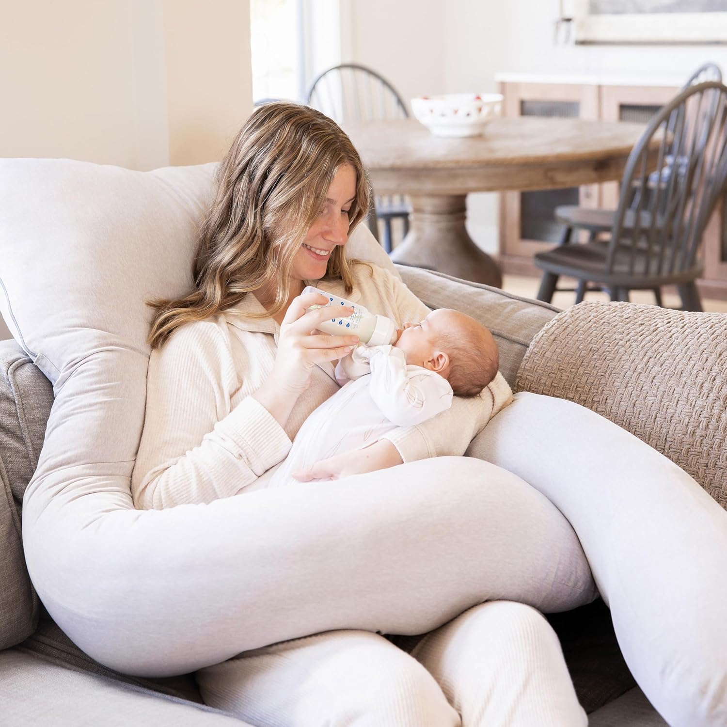 Regalo Premium Ultra Soft Pregnancy Postpartum Pillows for Sleeping, Feeding, U Shaped Full Body Maternity Pillow with Removable Cover, Back, Hips, Belly Support - Grey