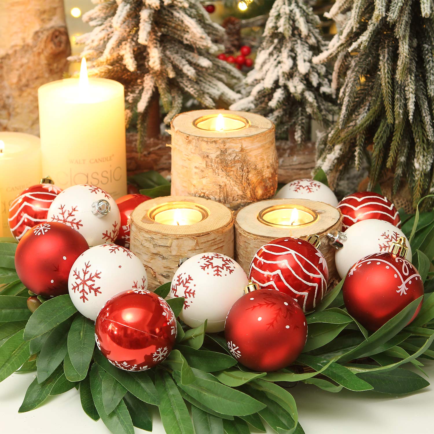 Sea Team 60mm Boules Noël Brillantes peintes 30 pièces déco Sapin | 30 boules de Noël brillantes peintes de 60 mm, à suspendre pour la décoration du sapin de Noël
