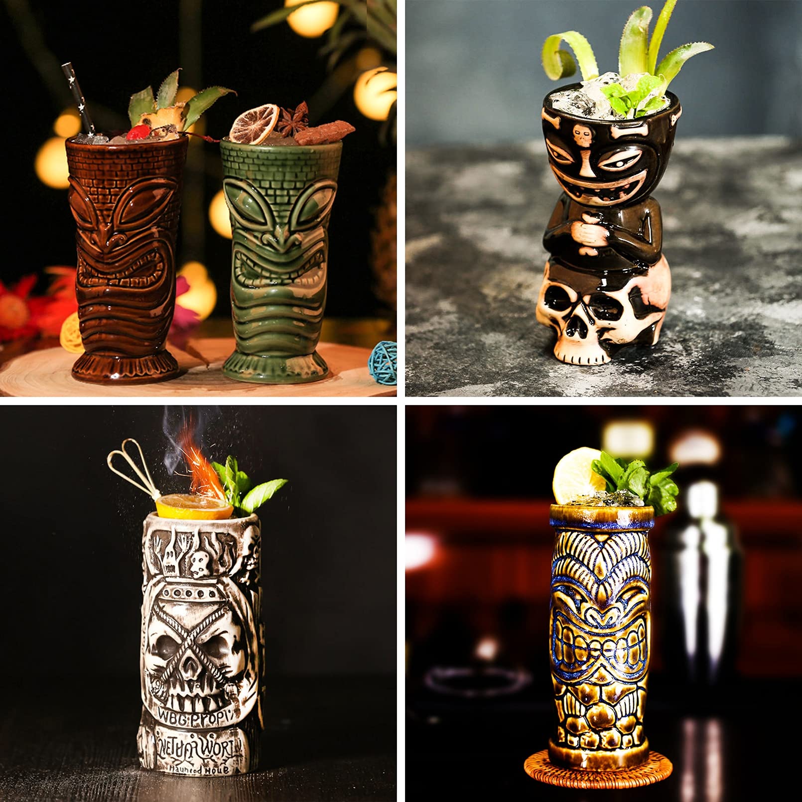 Cocktailgläser - Hawaii Deko - Bar Zubehör - Cocktail Gläser - Cocktail set - Cocktail Deko - Cocktail Zubehör - Cocktailgläser set - Tiki Gläser hawaiianische Tiki-Tasse,Q7