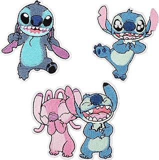 3pcs Lilo Stitch and Angel Patches, Appliques Decorative Embroidered Patch Sew on/Iron on Patches for Clothing DIY Accessories for Backpack, Dress, Hat, Jeans (626-1 3pcs)