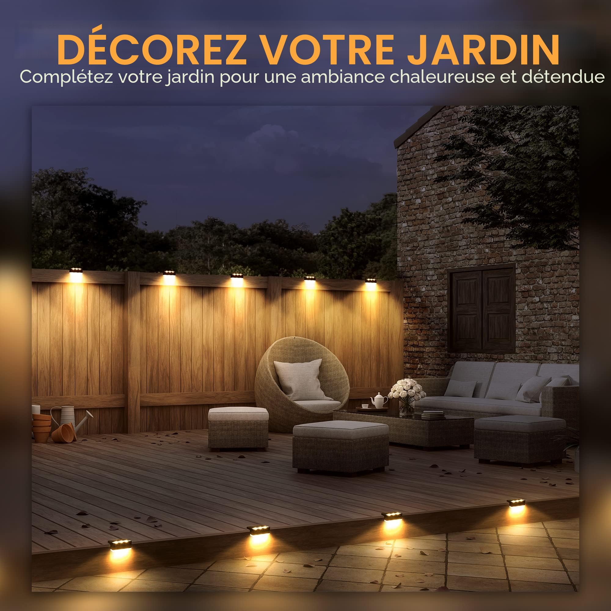 Solpex Lot de 16 lampes solaires d'extérieur 6 LED étanches IP65 blanc chaud
