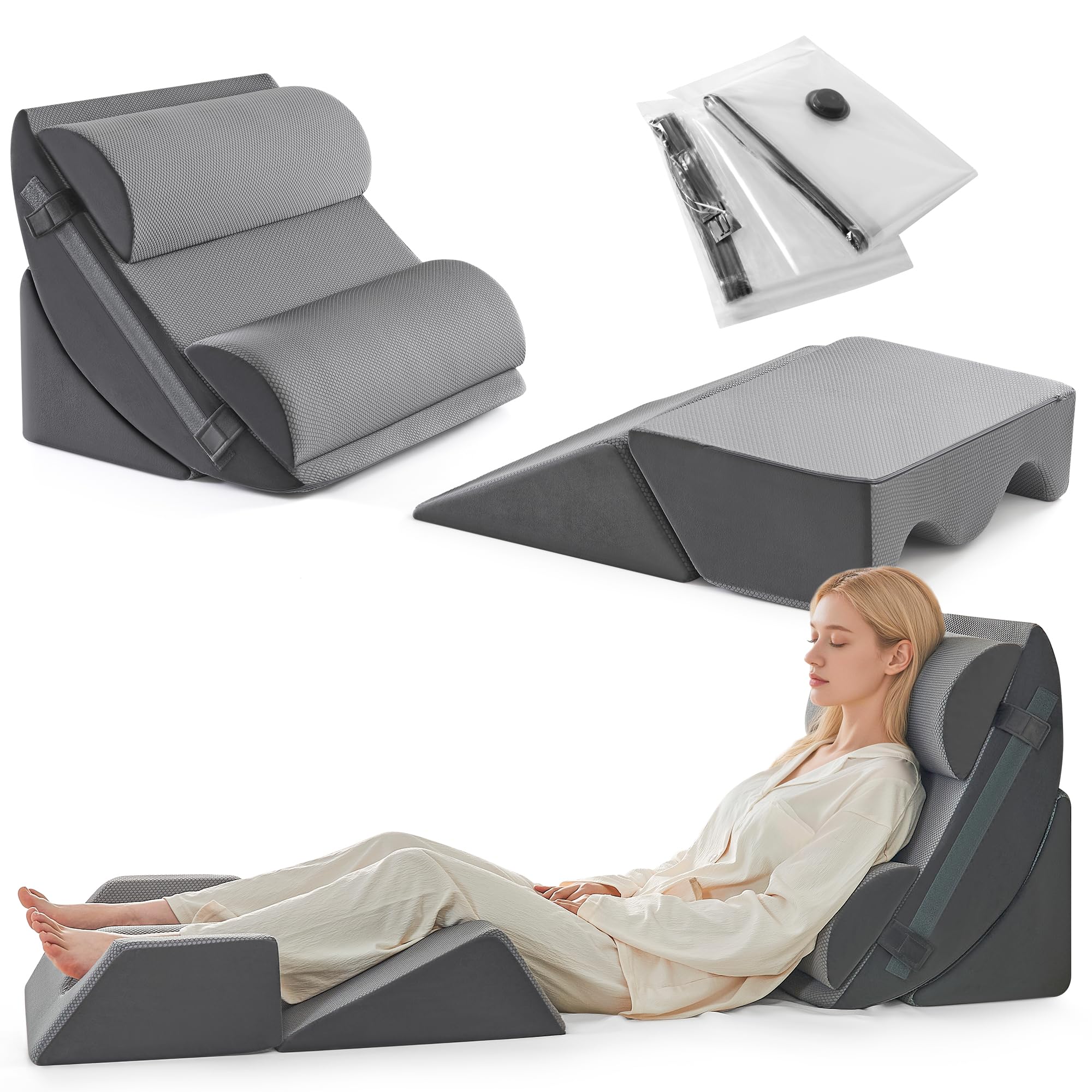 Yojoker Wedge Pillow Set for After Surgery, Bed Wedge Pillow for Sleeping