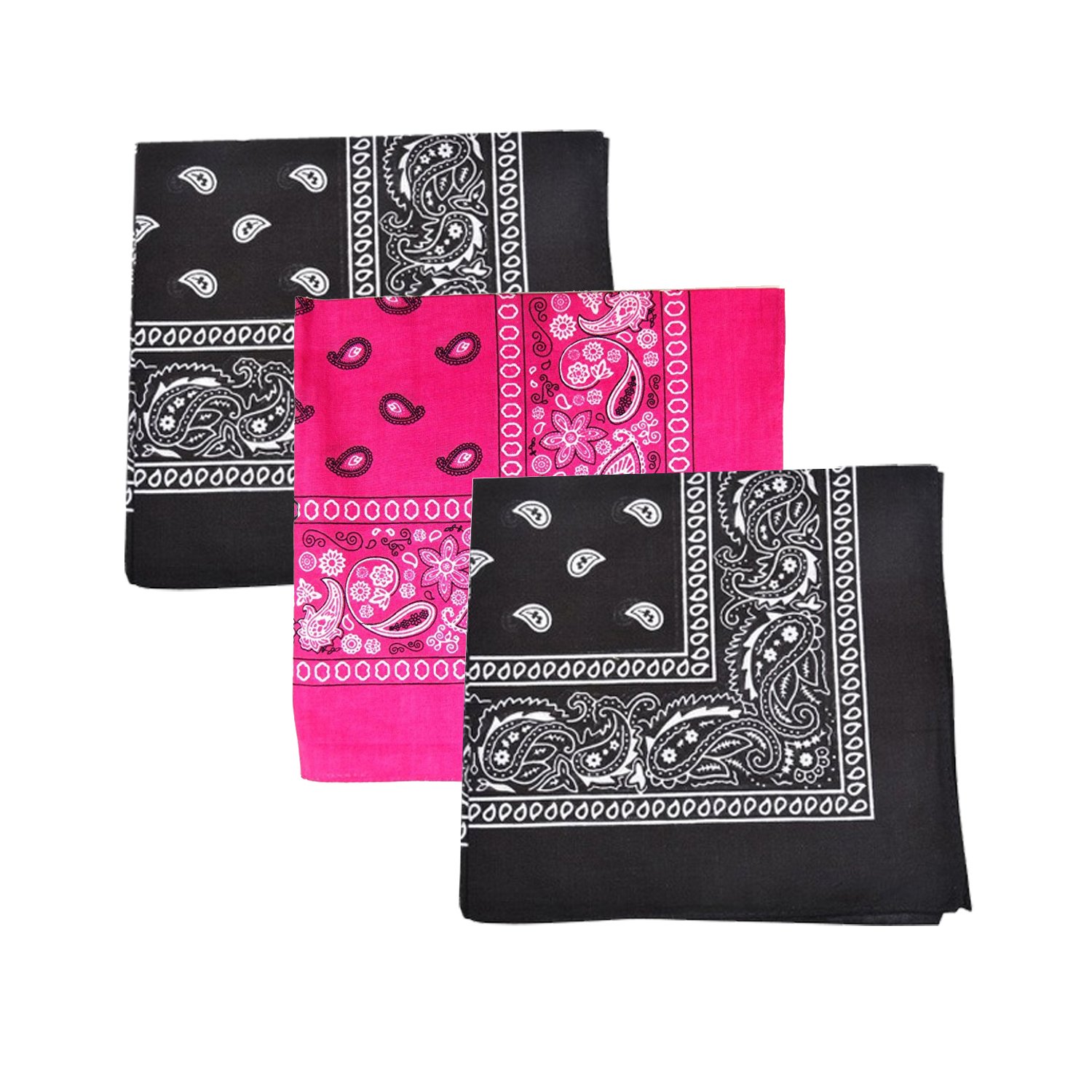 MechalyPaisley 100% Cotton Bandanas - 3 Pack