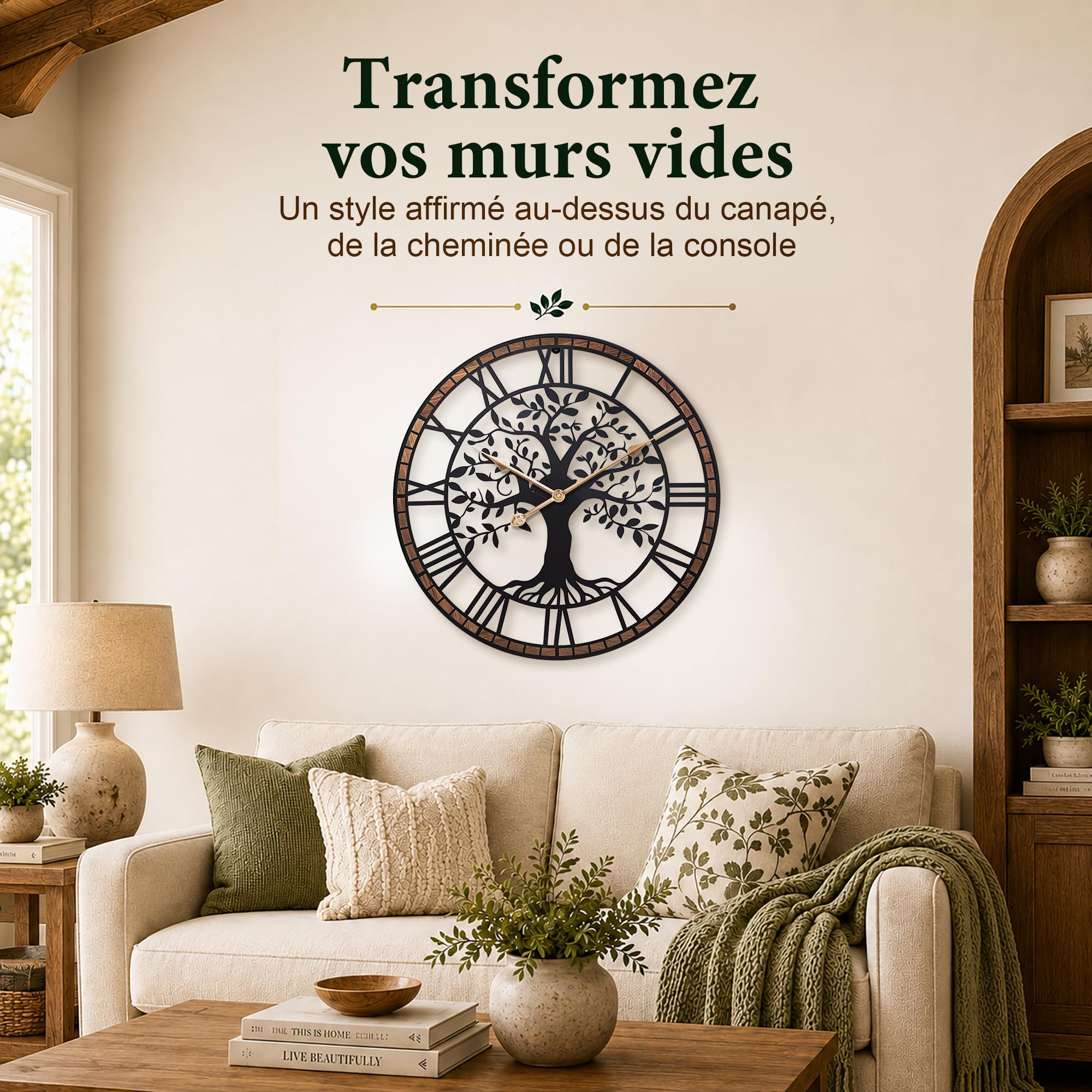 Horloge Murale Design Moderne 40 cm, Horloge Murale Arbre de Vie