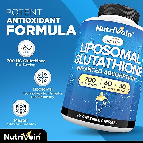Miniatura 3 de Nutrivein Glutatión liposomal Setria® 700 mg - 60 cápsulas - Glutatión reducido puro - Antioxidante maestro para una protección celular óptima,