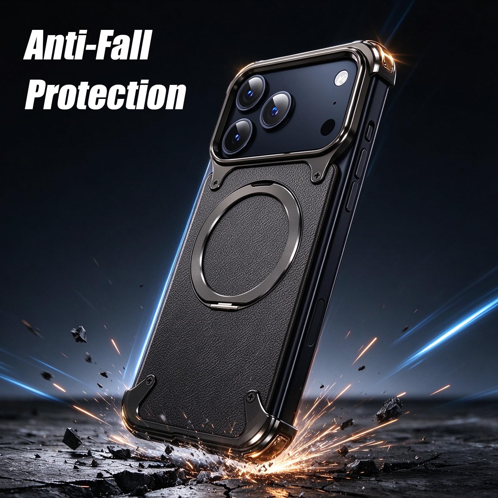 Coque Cuir pour IPhone 18 Pro Max/18 Pro Magnétique Anneau Litchi