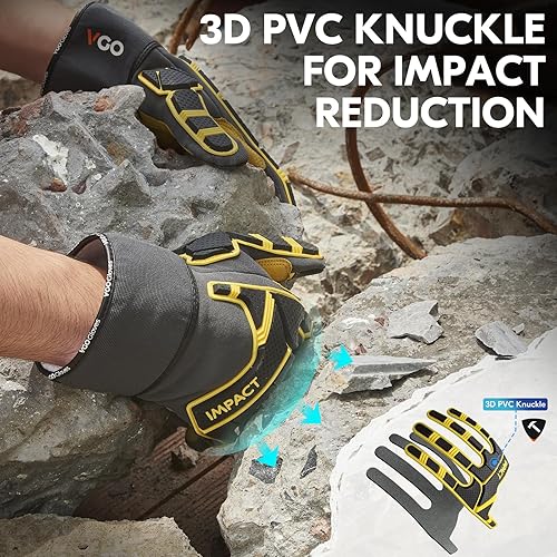 Miniatura 2 de Vgo... Guantes de trabajo de cuero para hombre, guantes de mecánico (PA7756GA9604)