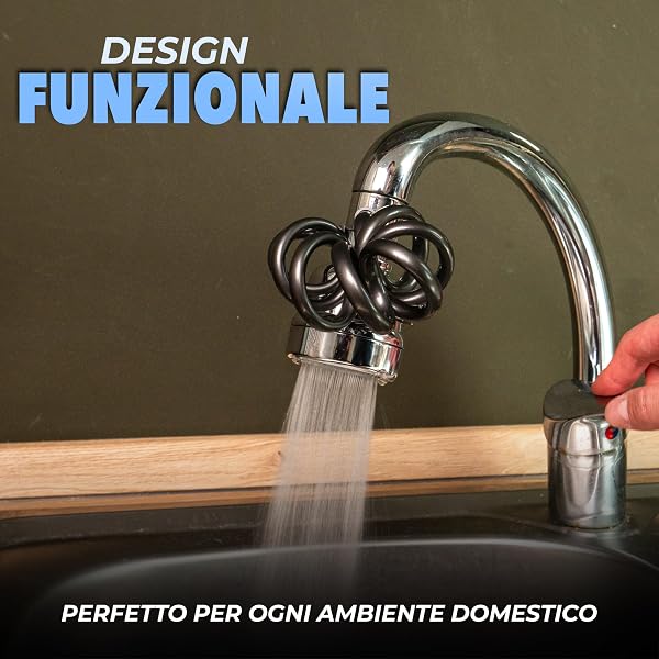 Prolunga Rubinetto con Doccetta Universale, 3 Getti Regolabili, Tubo Elastico Estensibile fino a 65 cm, Filtro Integrato - 5
