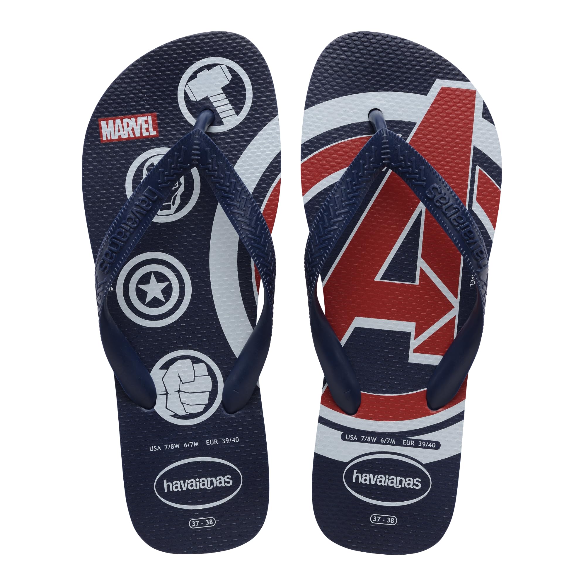 Havaianas Top Marvel Logomania Unisex Adults FlipFlop Navy Blue/Navy Blue/Navy Blue 6.5/7 UK