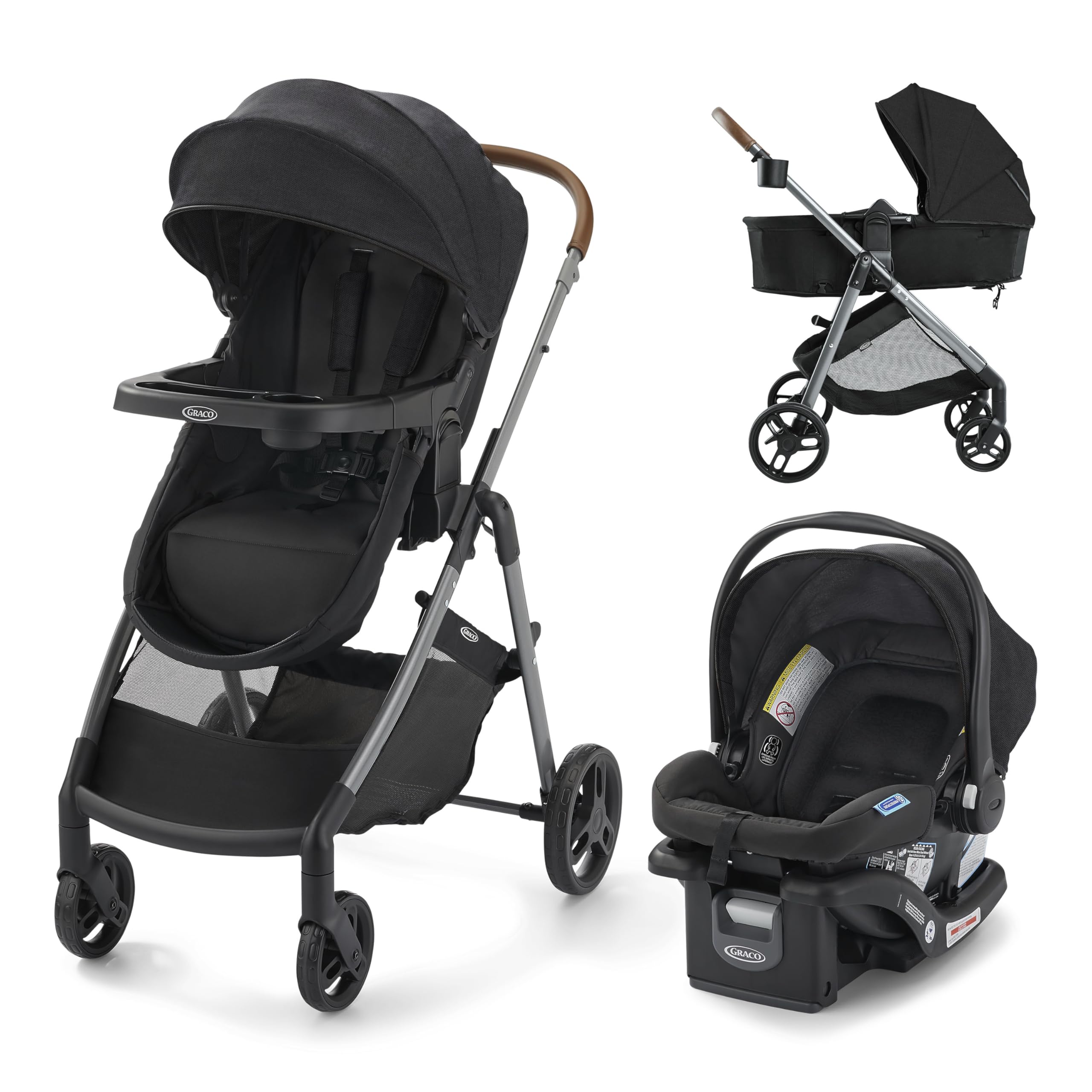 Graco Modes Trio Travel System | Riordan (Black) | 3-in-1 Baby Stroller and Car Seat Combo