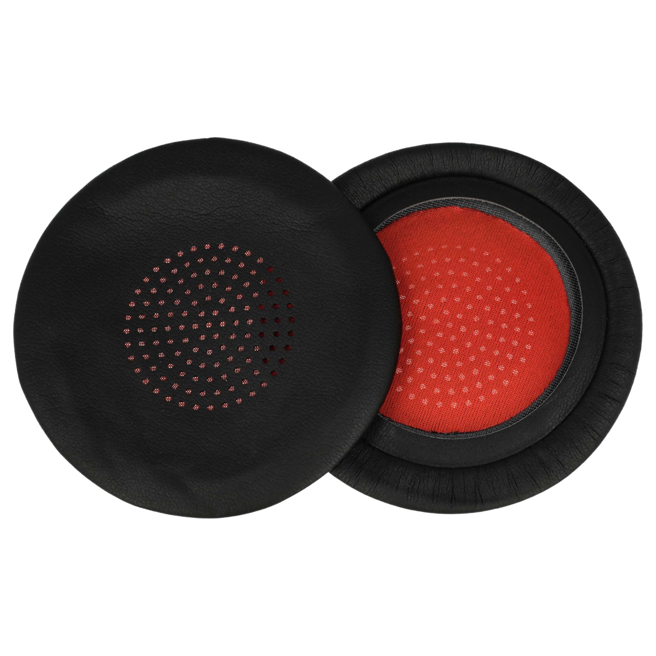 1 Paio Di Cuscinetti Auricolari In Spugna Morbida Per Plantronics Focus B825 – Sostituzione Comoda, Traspirante, In Pelle Nera E Rossa