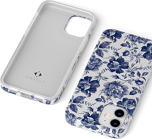 Miniatura 10 de Casely Funda floral para iPhone 1212 Pro Coqueta rosa a la fama Rosa azul y blanca Diseño clásico ultra delgado