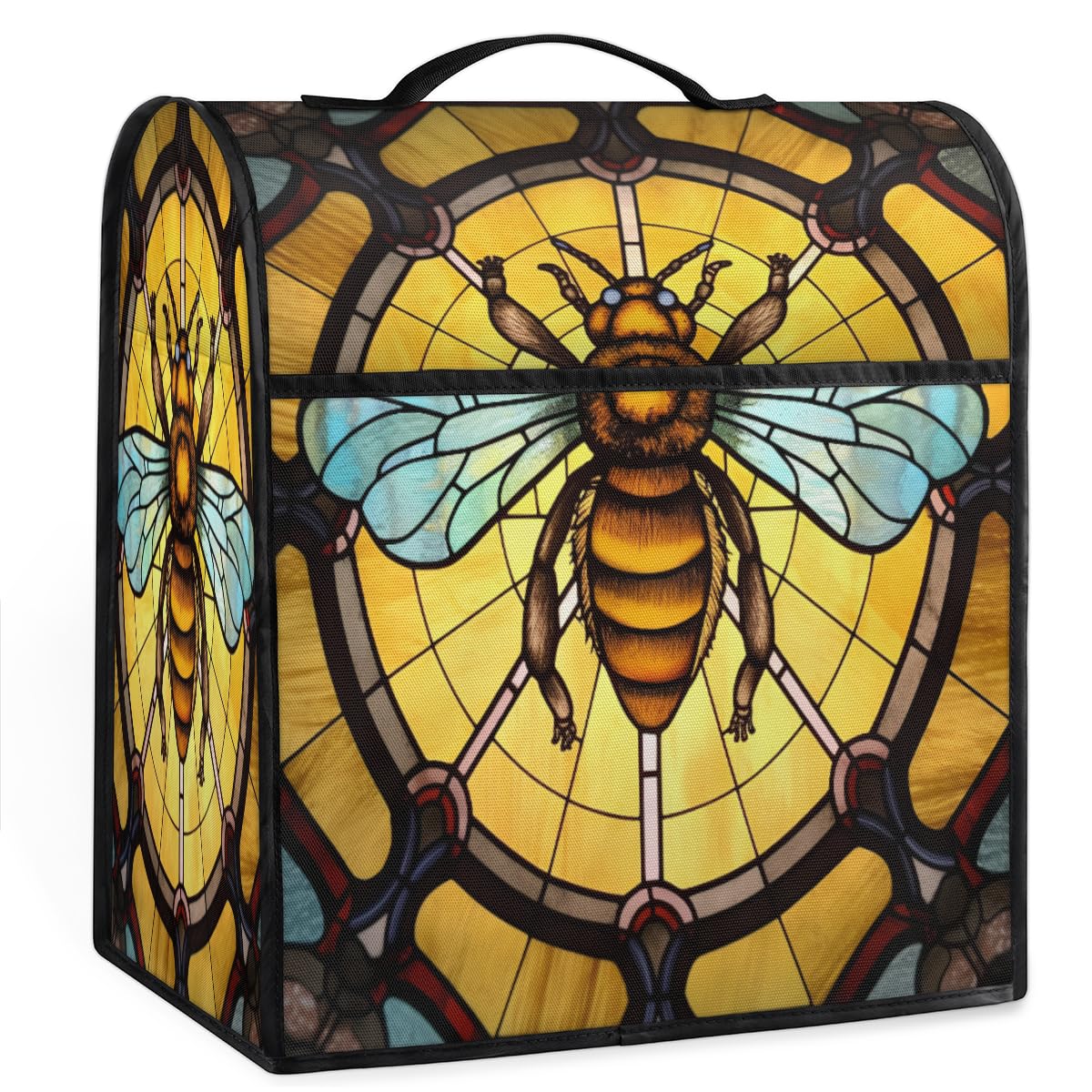Coffee Maker Cover Cute Bee Kitchen Appliance Covers Small Appliance Covers Blender Cover Juicer Cover Dust Covers for Kitchen Appliances with Top Handle and Pockets,Washable,B266