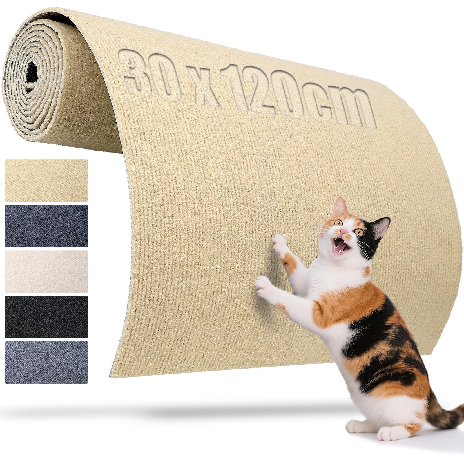 TXXATX Kratzmatte Katze Selbstklebende Kratzmatte 120x30 cm Kratzbrett Kratzwand Kratzteppich Khaki Kratzschutz Sofa Katze für DIY Kratzbretter Katzen Katzenturm Wand Möbel