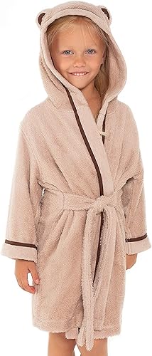 Premium Soft Bath Robe for Toddlers Babies Kids - Rayon from Organic Bamboo Toddler Robe with Hood - Girls Robe Boys Robe