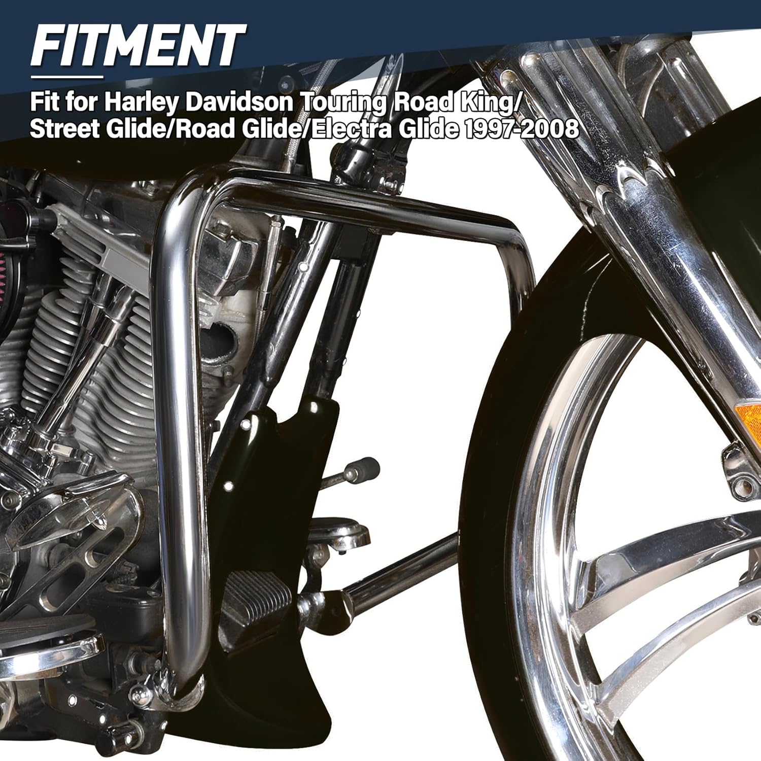 XFMT Black 1 1/4" Engine Guard Highway Crash Bar Fits for Harley Touring Road King Electra Street Glide 1997-2008