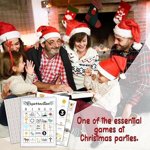 Miniatura 5 de HUQIL Juegos de fiesta de bingo bíblico cristiano con 24 jugadores, actividades religiosas de bingo bíblico para vacaciones familiares, escuela