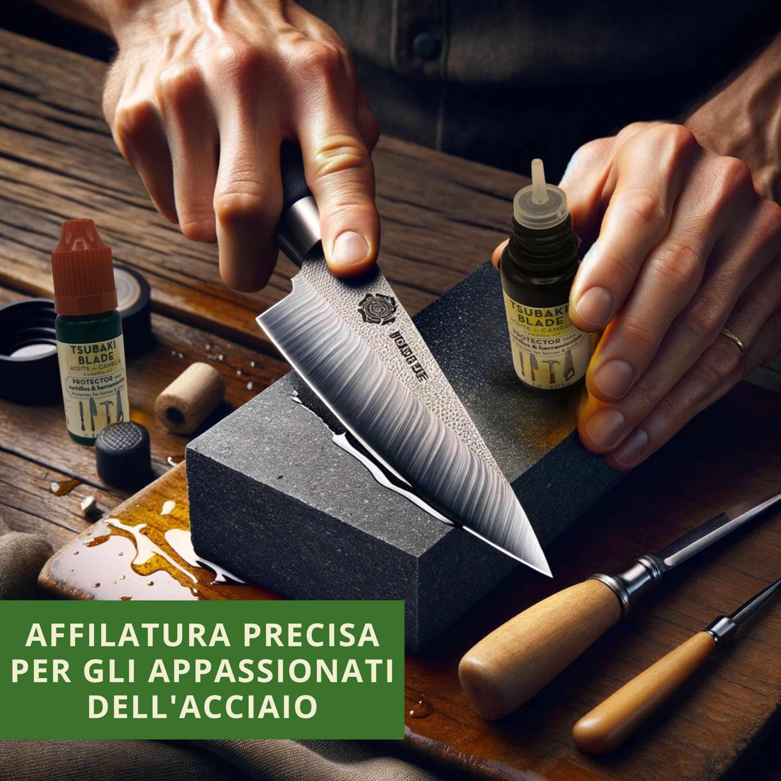 Tsubaki Blade | Olio di Camellia per Coltelli e Strumenti - Protettore Antiossidante, Lubrificante Naturale, Ideale per Coltelli in Acciaio al Carbonio e Legno - 100% Puro e Senza Prodotti Chimici