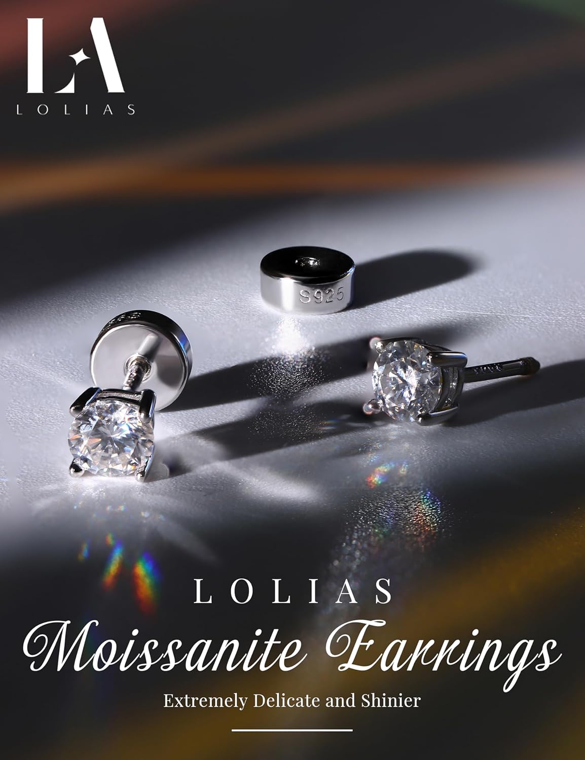 Moissanite Earrings for Men Women:Hypoallergenic Flat Back Earrings 925 Sterling Silver Stud Earring Small D Color VVS1 Moissanite 14K White Gold Plated Helix Cartilage Earring Studs Gift Jewelry - Image 5