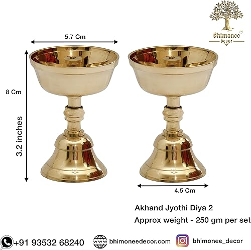 Miniatura 3 de Soporte Akhand Jyothi Pyali de latón puro  Nanda Table Diya para Pooja & Home Temple (3.2 pulgadas, paquete de 2)