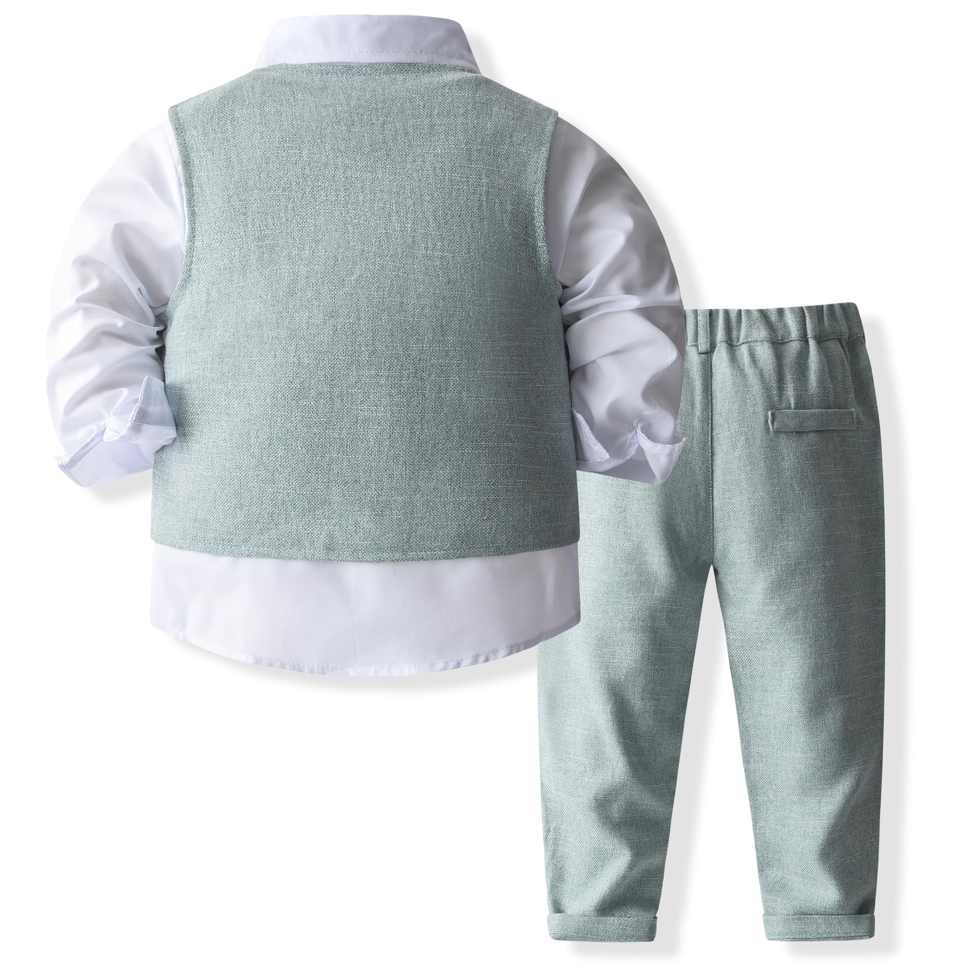 Ensemble de Costume Formel pour bébé garçon avec Gilet et nœud Papillon, Robe, Chemise, Pantalon, Tenues de Mariage pour garçons