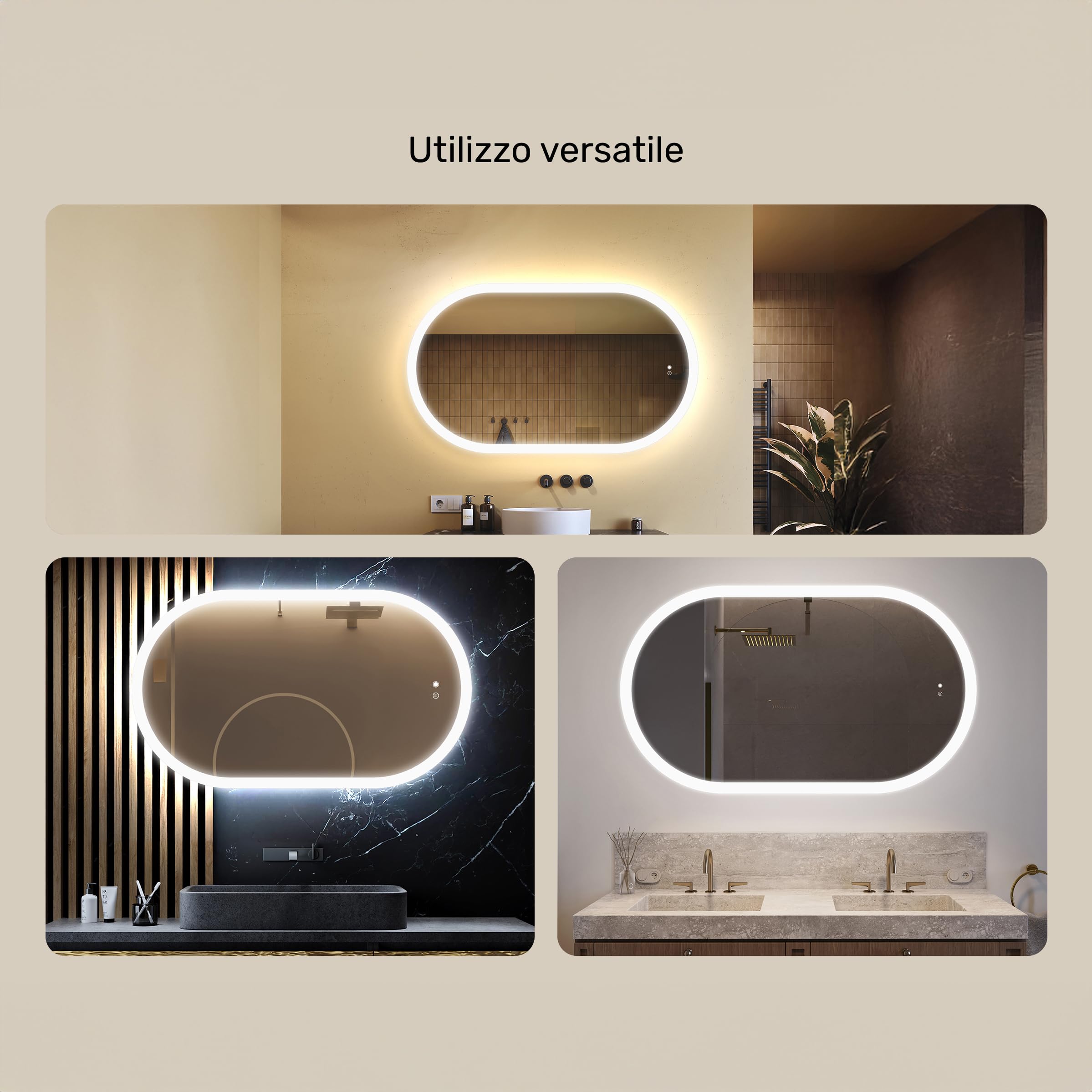 A ARTFORMA Specchio 120x70 cm Oval MAGARTFORMA086-SJYA9-120x70, LED
