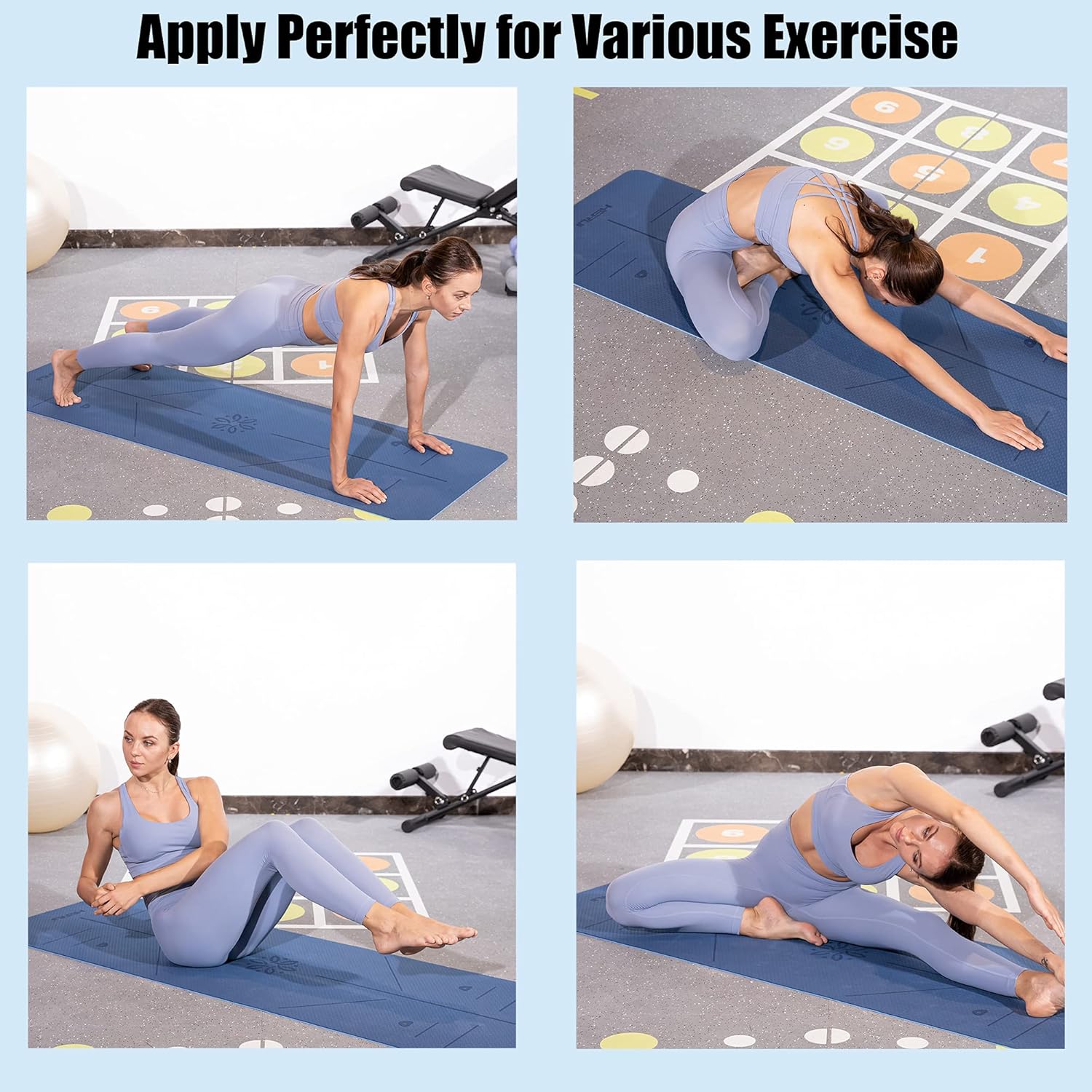 سجادة بخطوط محاذاة لليوغا من هيروي، سجادة تمرين غير قابلة للان... - view 3