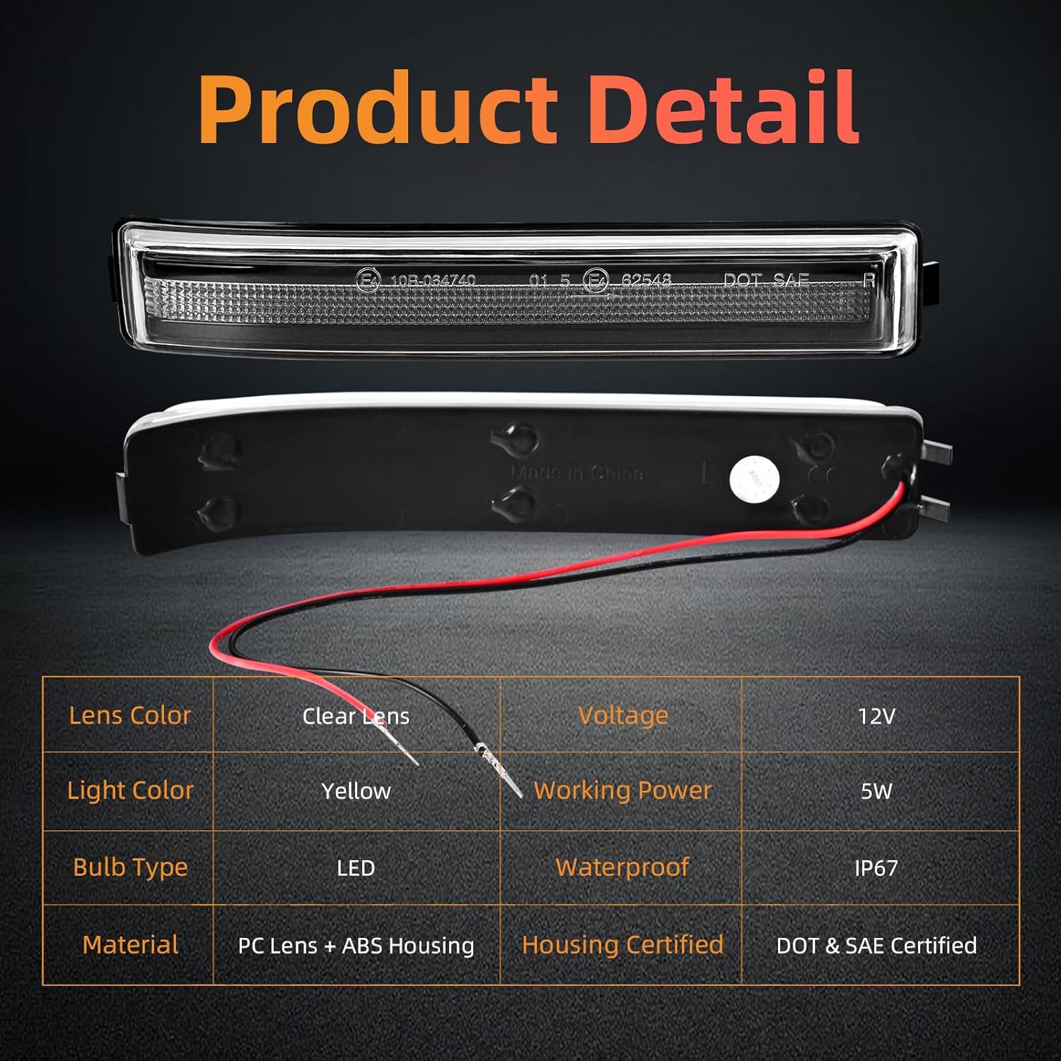 Yellow LED Side Mirror sequential Turn Signal Light Compatible with 2009-2014 F150, 2010-2014 F150 Raptor/Linc0ln Mark LT Dynamic Blinker,2PCS Clear Lens