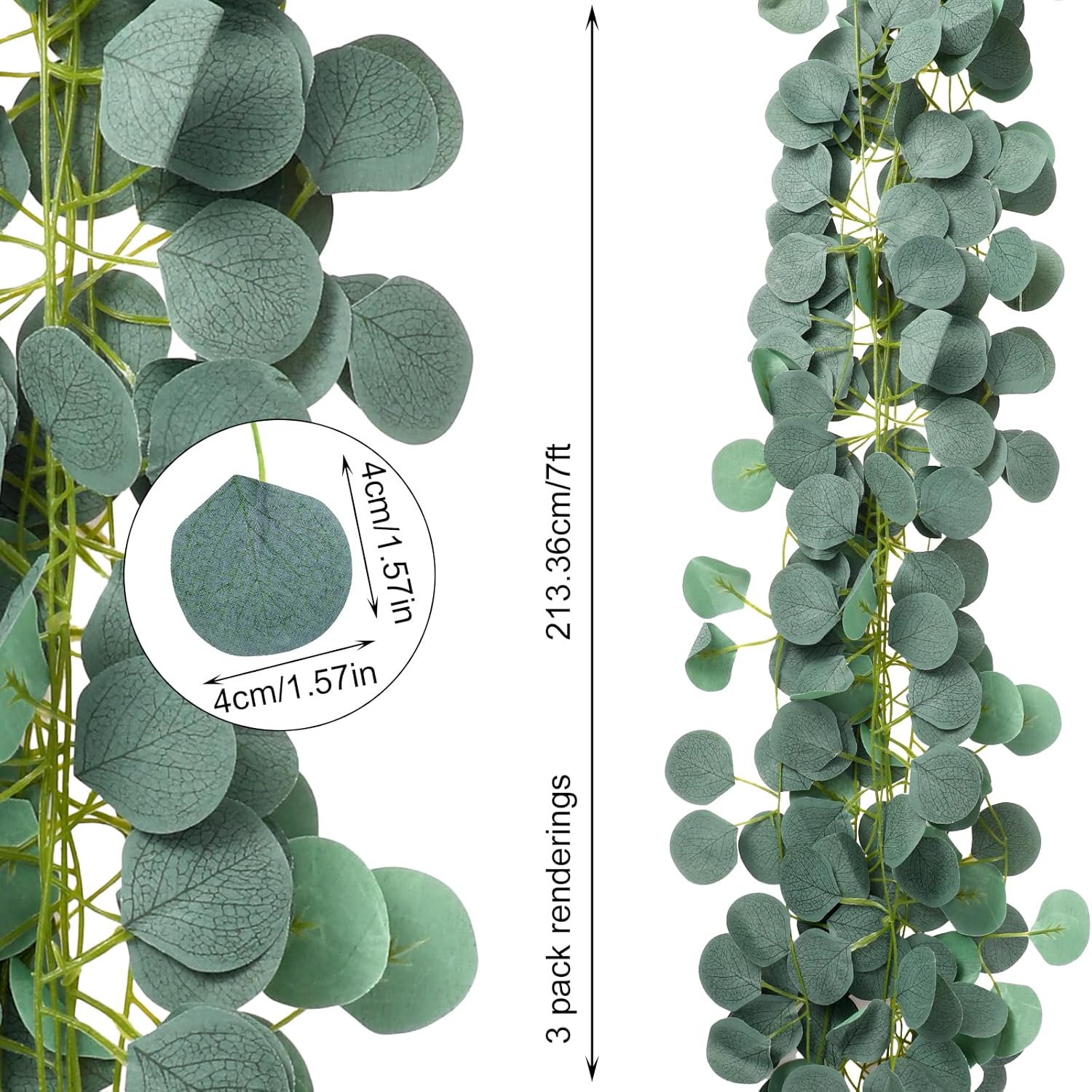 30 Pcs Artificial Eucalyptus Garland 7ft Fake Eucalyptus Greenery Garland Wreath Vines Faux Hanging Plants Artificial Vines for Wedding Backdrop Arch Wall Table Party Outdoor Festival Decor - Image 2
