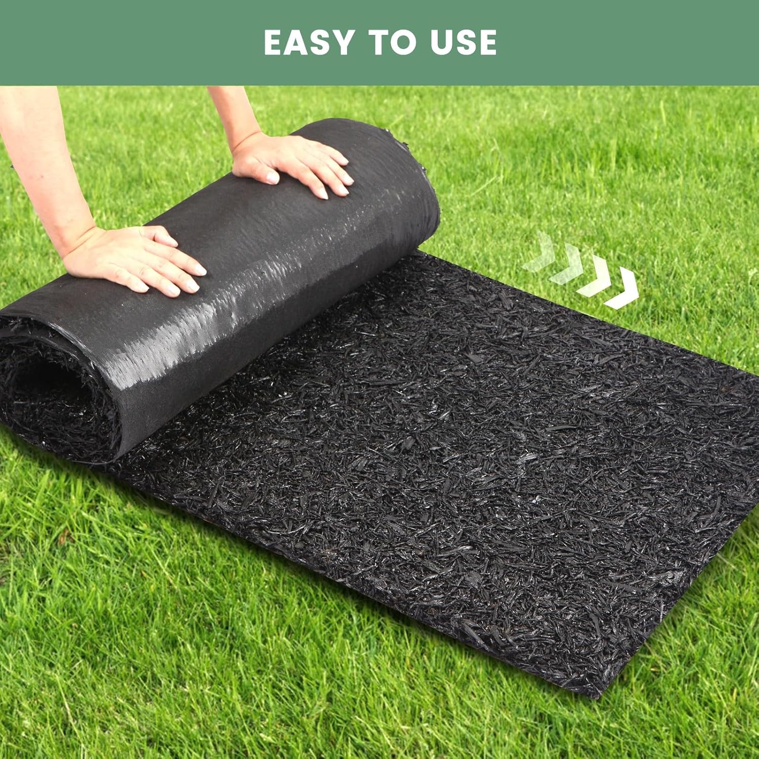 Upgraded 2 Pack Rubber Mulch Roll Mat for Landscaping Recycled Rubber Walkway Black Permanent Mulch Pathway Playground 8' x 2'