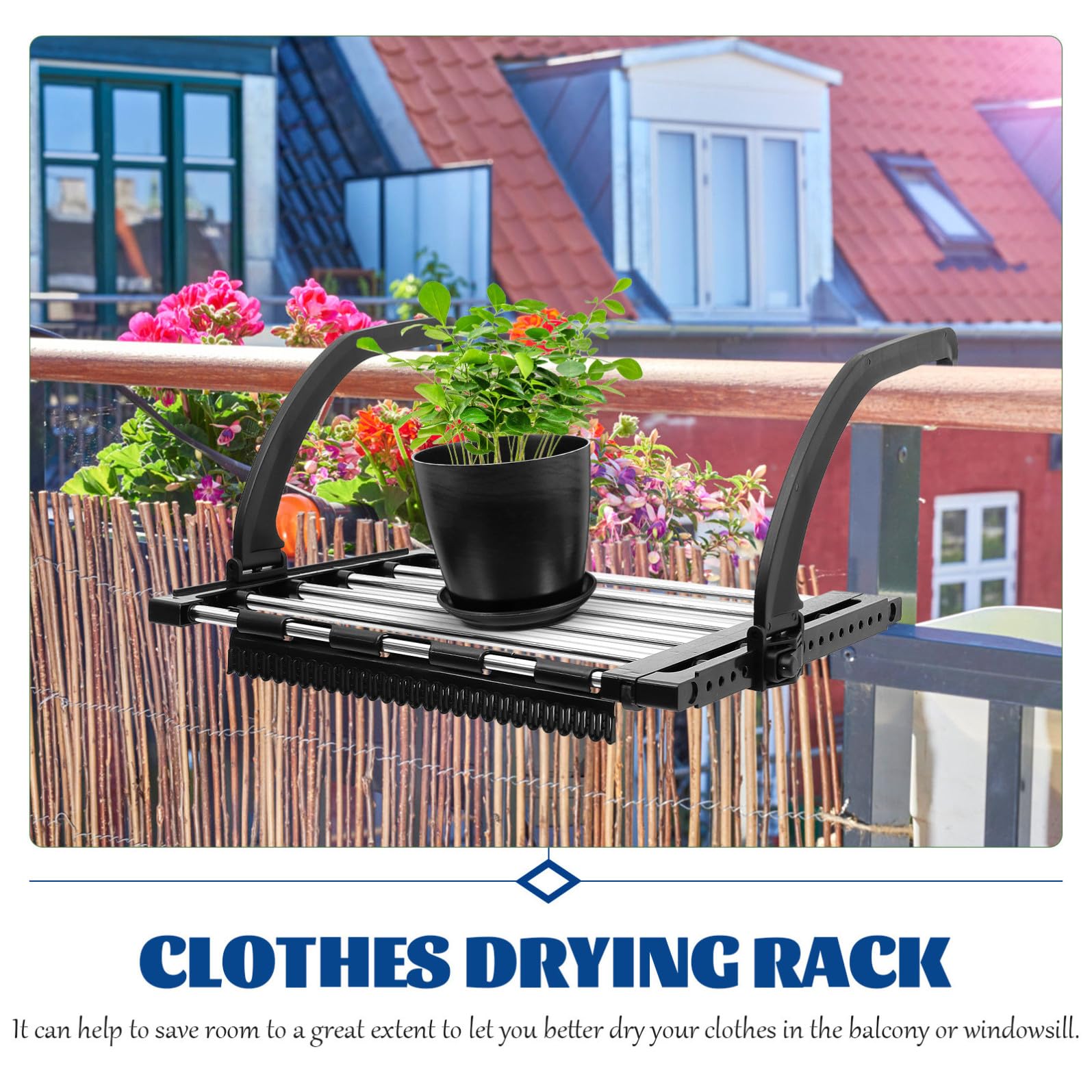 Stendibiancheria Capacità Biancheria Balcone e da in Inossidabile Acciaio Abs, Design Pieghevole e Resistente alla Ruggine 10kg Asciugare per Indumenti Intimi su Davanzali