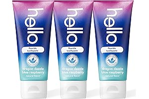 Dragon Dazzle Blue Raspberry Kids Toothpaste, Fluoride Protection, Natural Fruit Flavor, Pack of 3