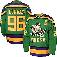 Vista 1 de Mighty Ducks 96 Charlie Conway 99 Adam Banks 33 Greg Goldberg Movie Hockey Jersey Blanco Verde Negro, verde, blanco