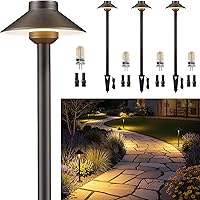 Vista 16 de Gardenreet Luces de camino de latón para exteriores, iluminación de camino de paisaje de bajo voltaje de 12 V, con cable, luz LED IP65 impermeable
